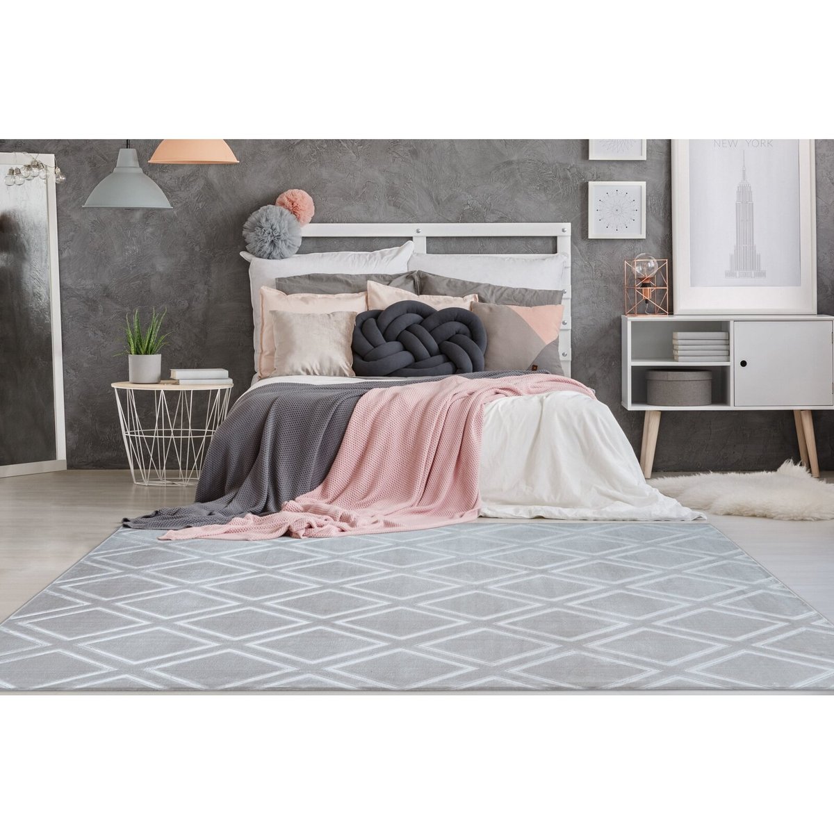 Tapis tufté main, CERTIFIÉ Oeko-Tex, MONROE gris, bleu, ARTE ESPINA