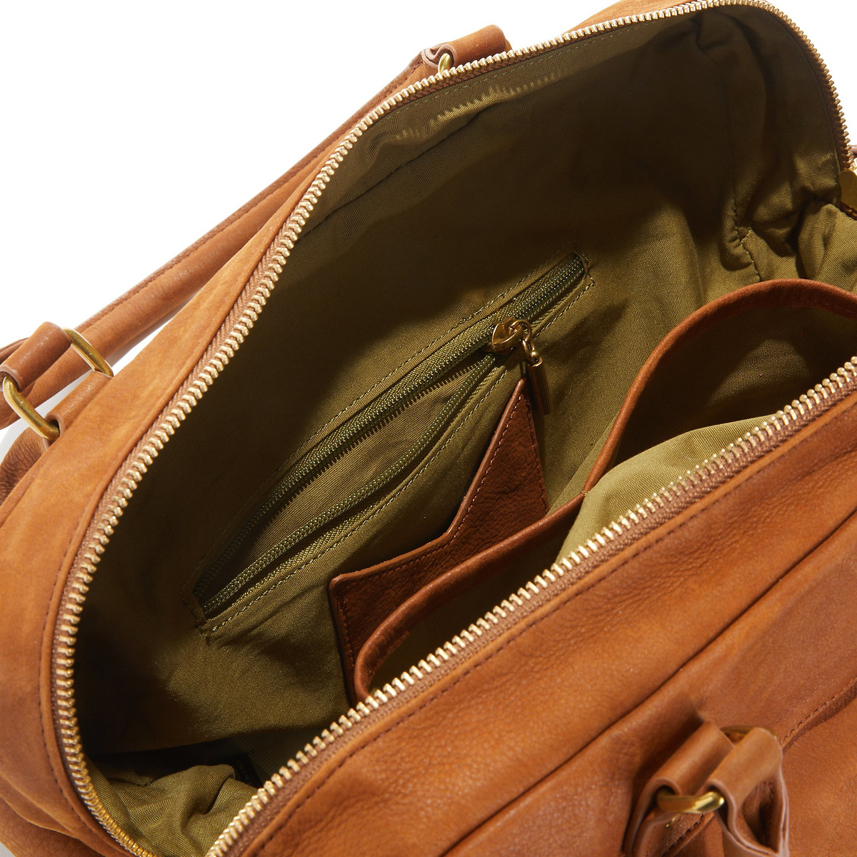 Sac à main zippé multipoche en cuir MACY camel, NAT & NIN