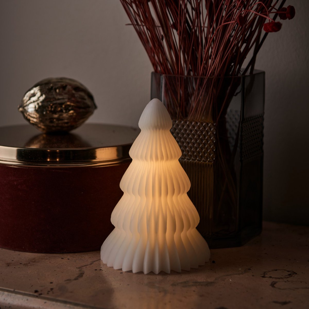 Sapin LED Claire 16cm blanc, SIRIUS
