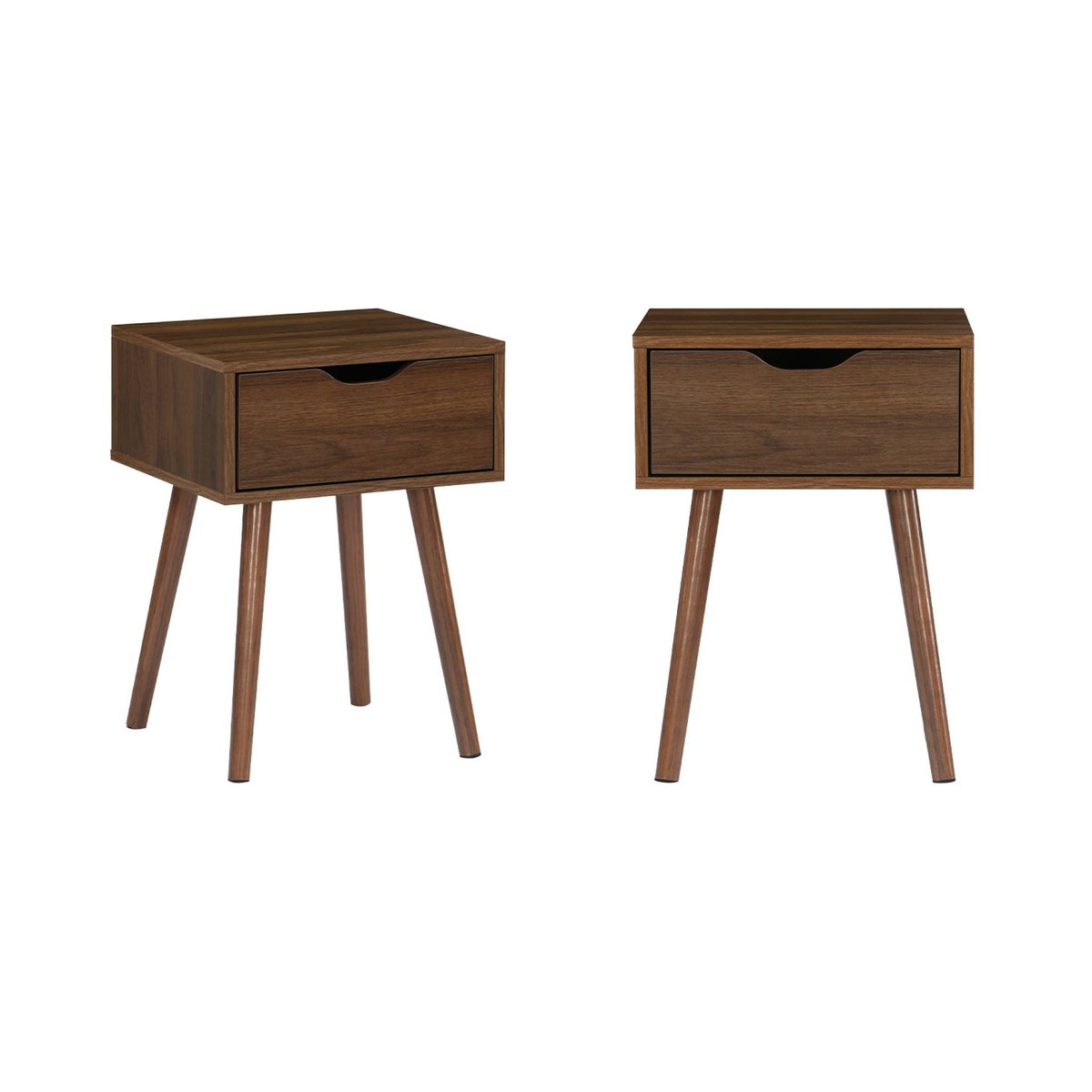 Table de chevet décor bois teinté noyer 1 tiroir (lot de 2) NEPAL noyer, SWEEEK