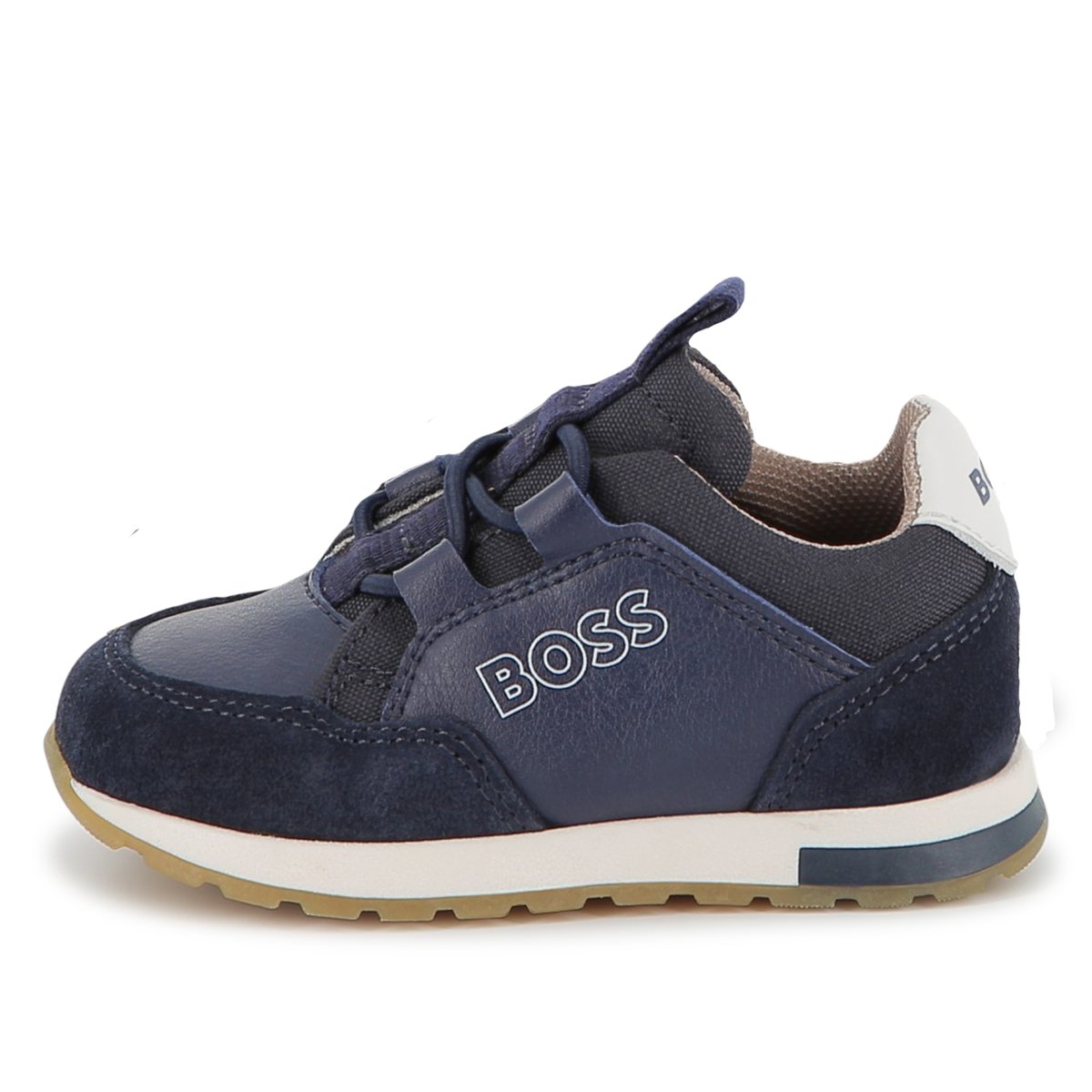 Sneakers in materiali misti bleu cargo, BOSS KIDSWEAR