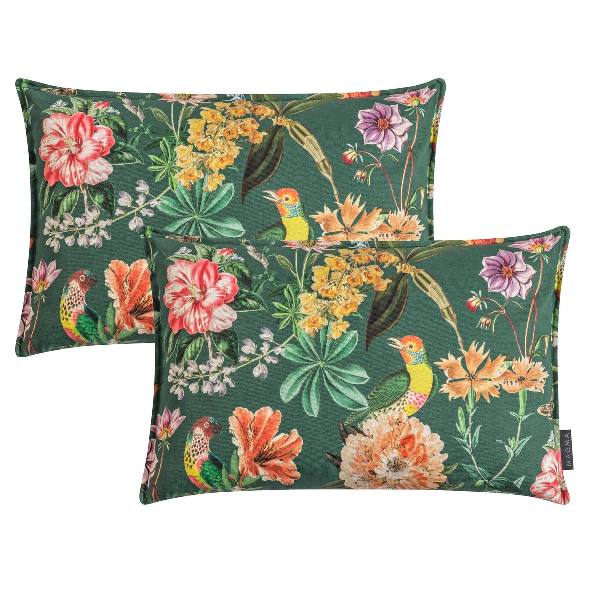 Lot de 2 housses de coussin motif floral imprimé AURELIA multicolore vert, MAGMA HEIMTEX