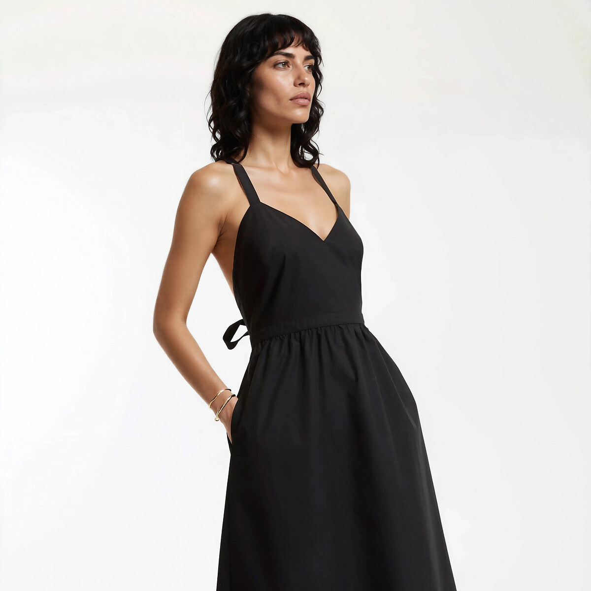 Robe longue à bretelles col V noir, LA REDOUTE COLLECTIONS