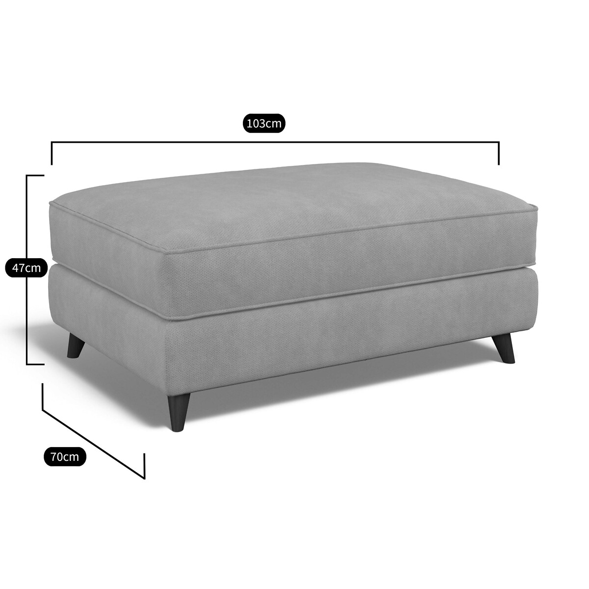 Amelia Soft Brushed Footstool with Dark Wood Legs linen, ÉDITÉ