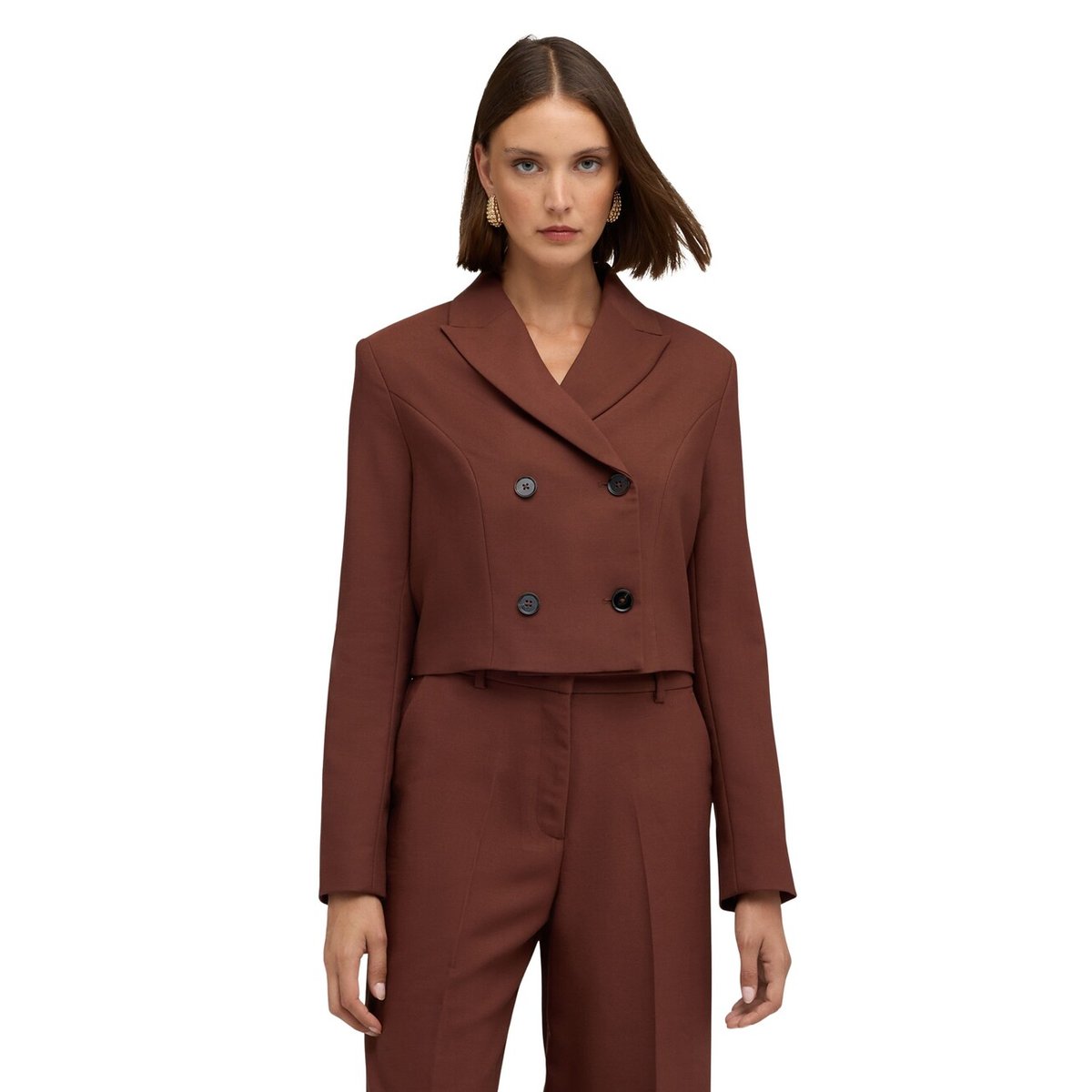 Blazer spencer à revers cranté marron, MOTIVI
