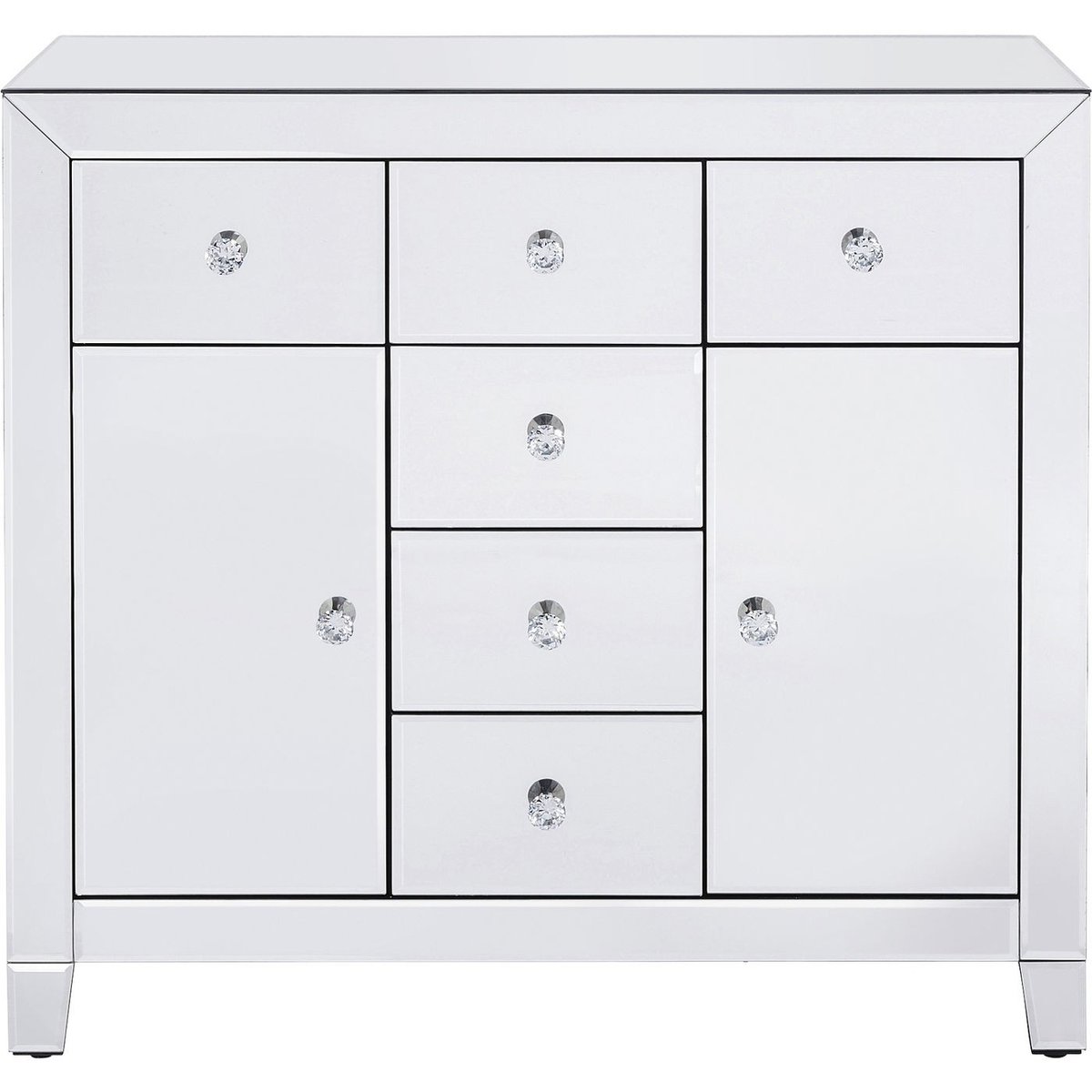 Commode 2 portes 6 tiroirs en verre miroir, LUXURY argent, KARE DESIGN
