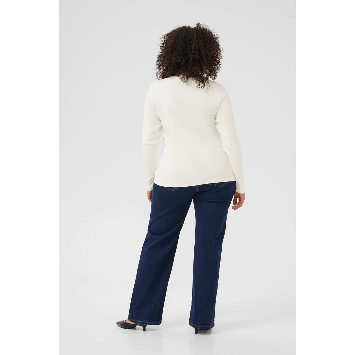 T-shirt blanc chalk, KAFFE CURVE
