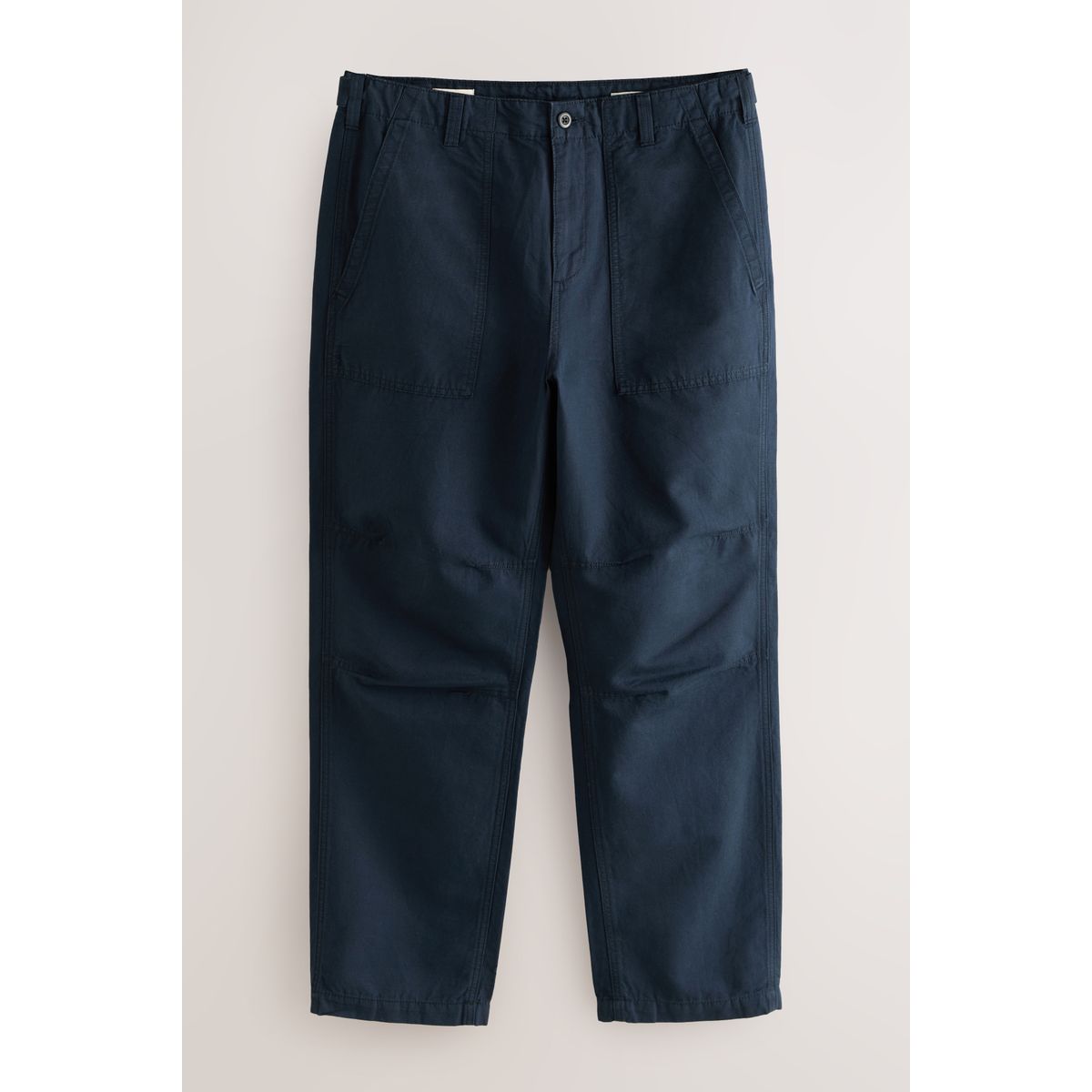 Pantalon en lin et coton avec poches fatigue bleu marine, NEXT