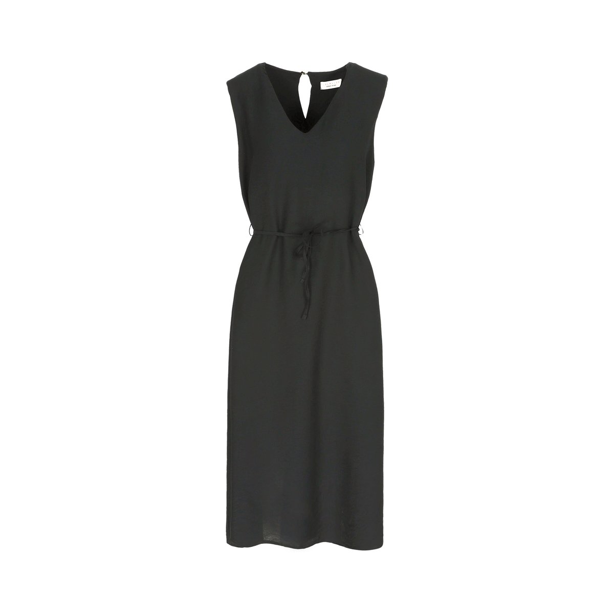 Robe maxi col V ceinturée noir, LOLALIZA