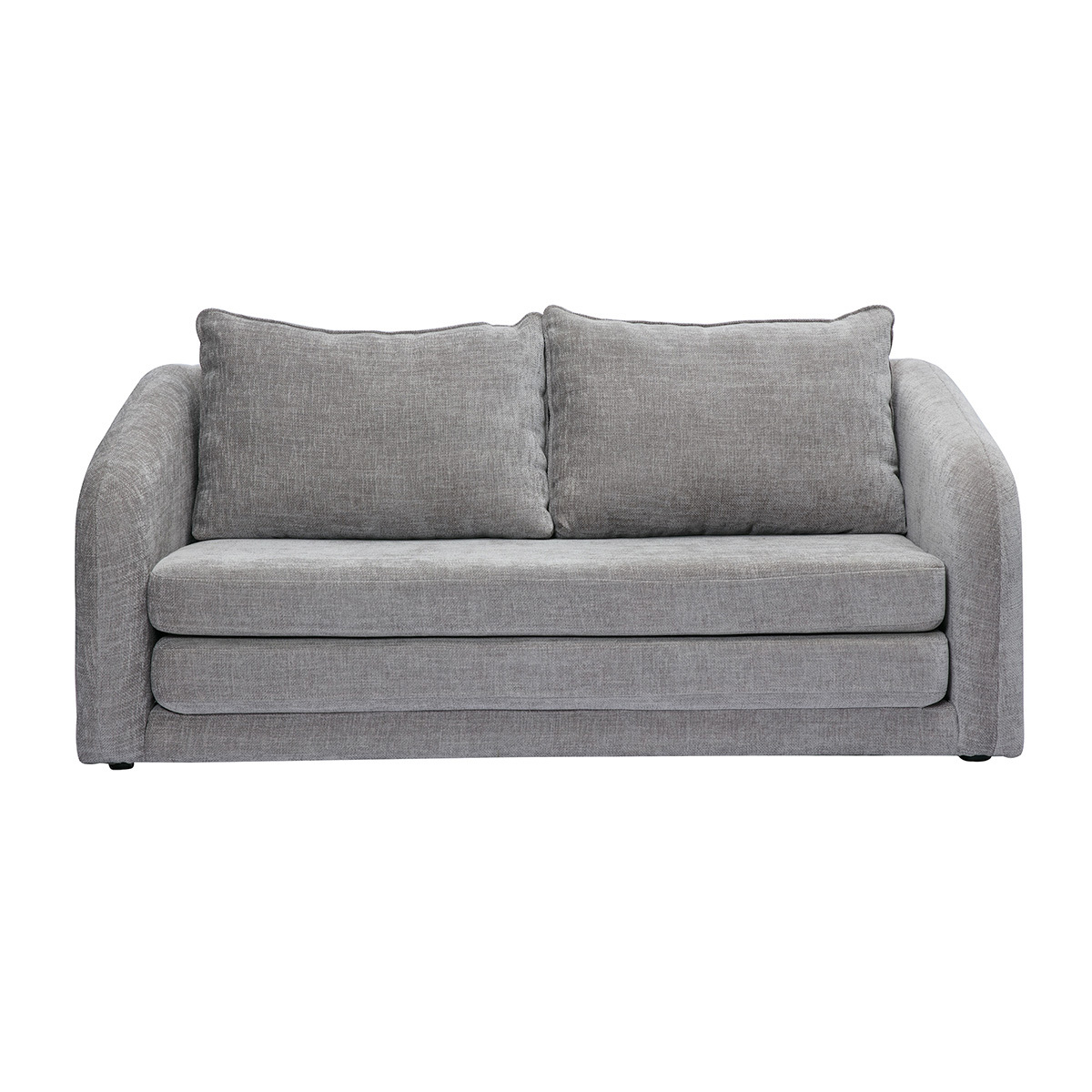 Canapé convertible 2 places en tissu effet velours texturé beige MAHAUT gris, MILIBOO