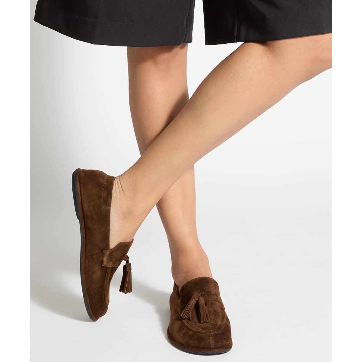 Mocassins à pampilles et bout rond en daim - GROUNDING dark brown-suede, DUNE LONDON