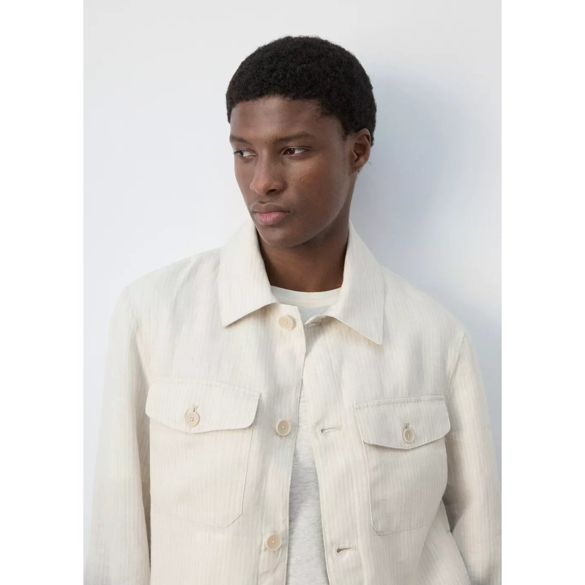 Veste 100 % lin à rayures blanc, MANGO MAN