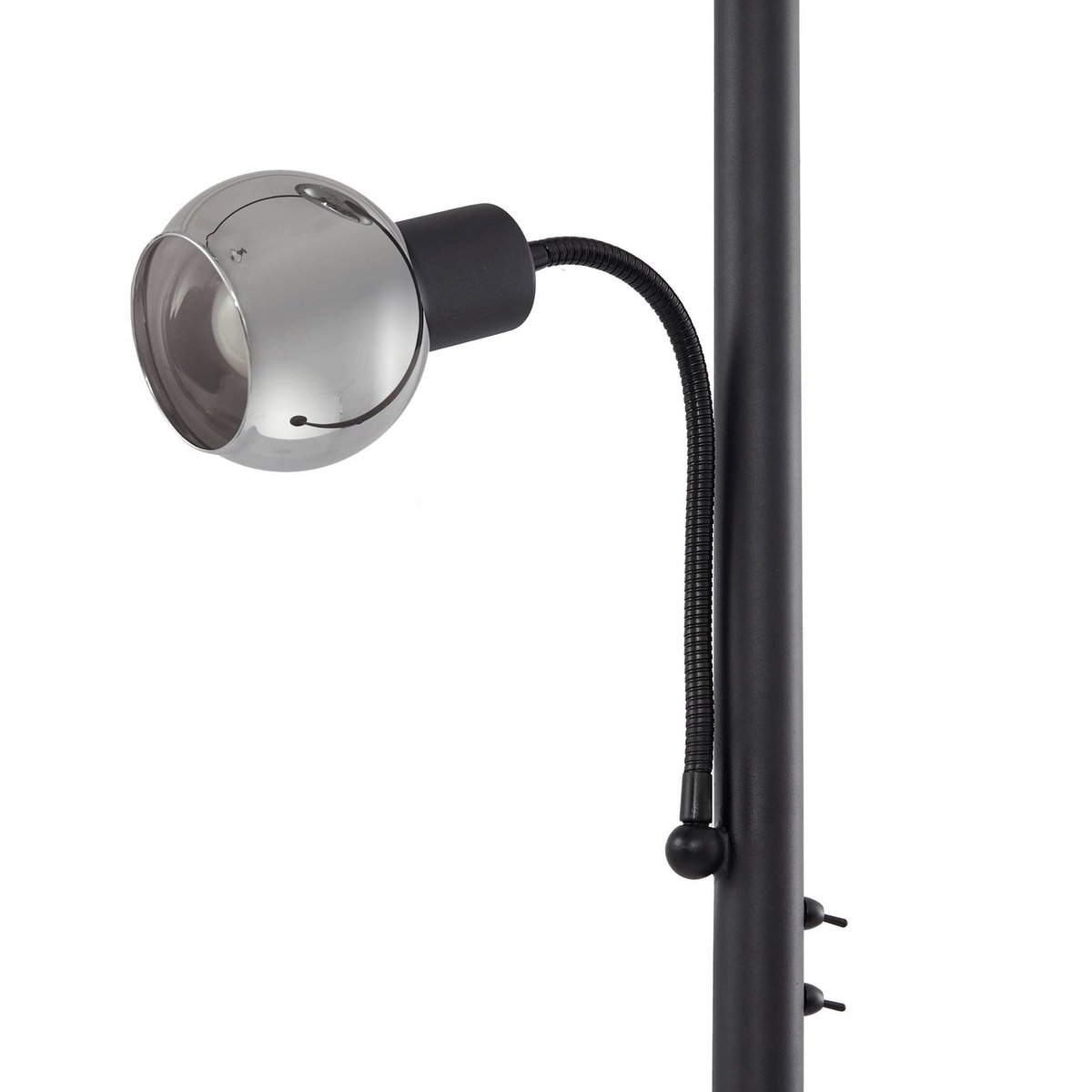 Lampadaire en métal moderne, Nehemia gris, noir, LINDBY