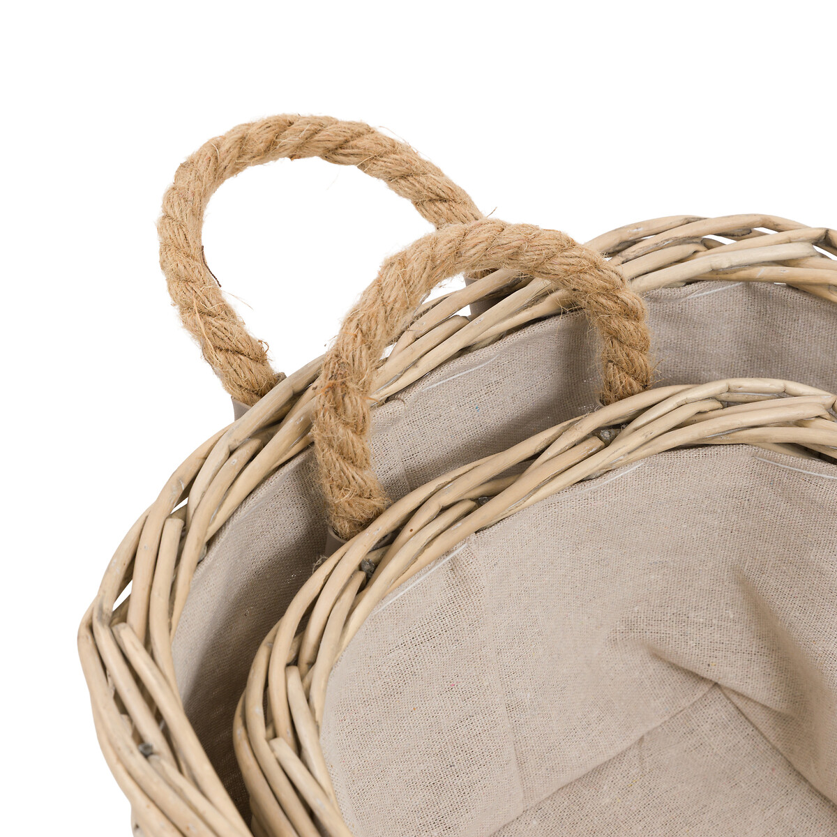 Set of 2 Eden Oval Baskets with Handle in Natural brown , ÉDITÉ