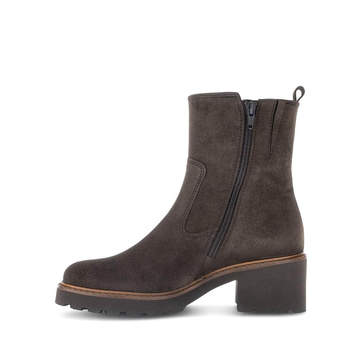 Bottines en cuir à talon décroché marron, GABOR