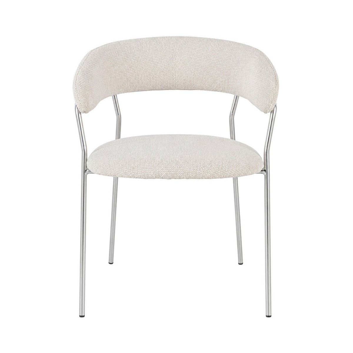 Lot de 2 fauteuils de table en tissu pieds chrome- CELESTY beige, DRAWER