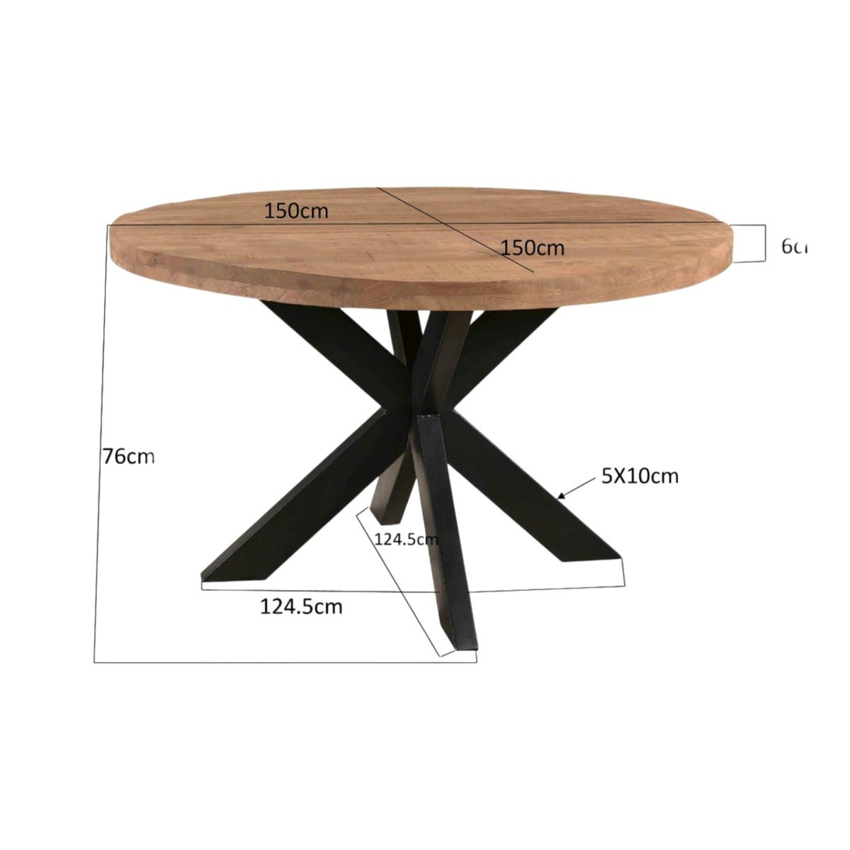 Table à manger ronde en bois de manguier Ø150 cm FULTON bois naturel, PIER IMPORT