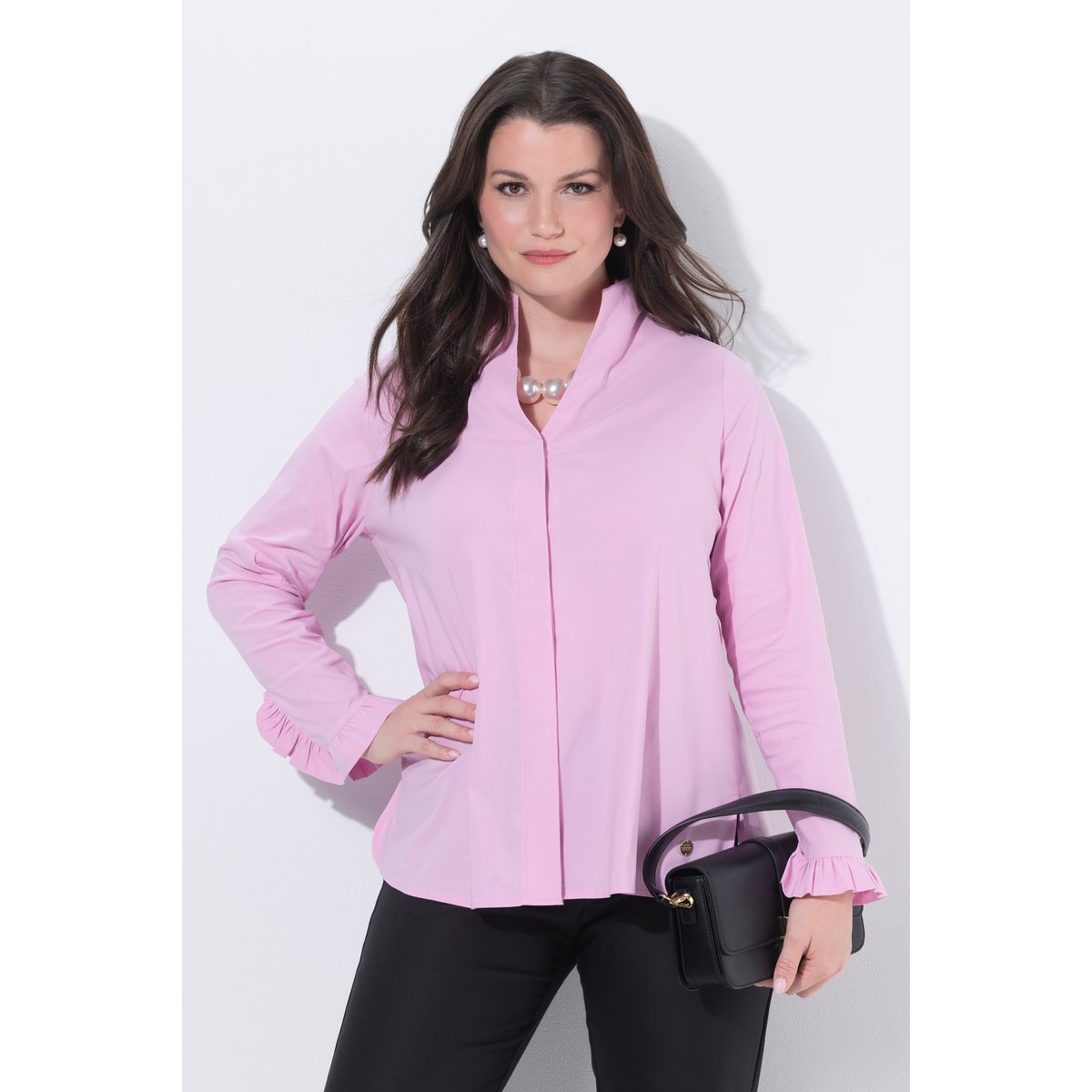 Blouse manches longues et col calice vieux rose, ULLA POPKEN