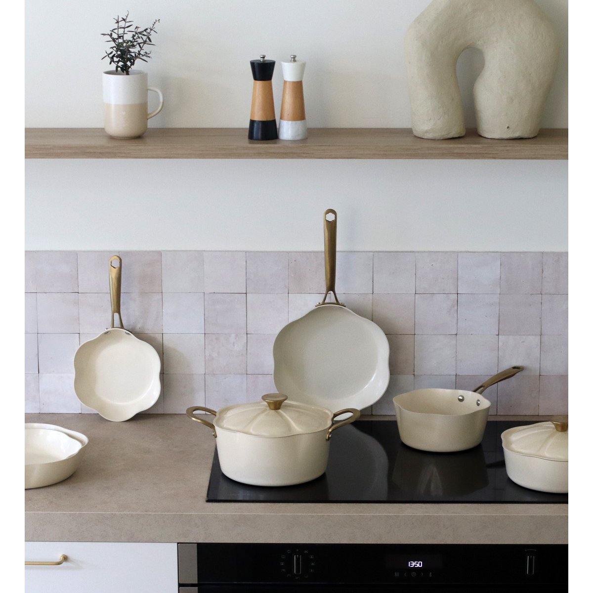 Casserole en aluminium recyclé, DAHLIA beige-or, MENASTYL