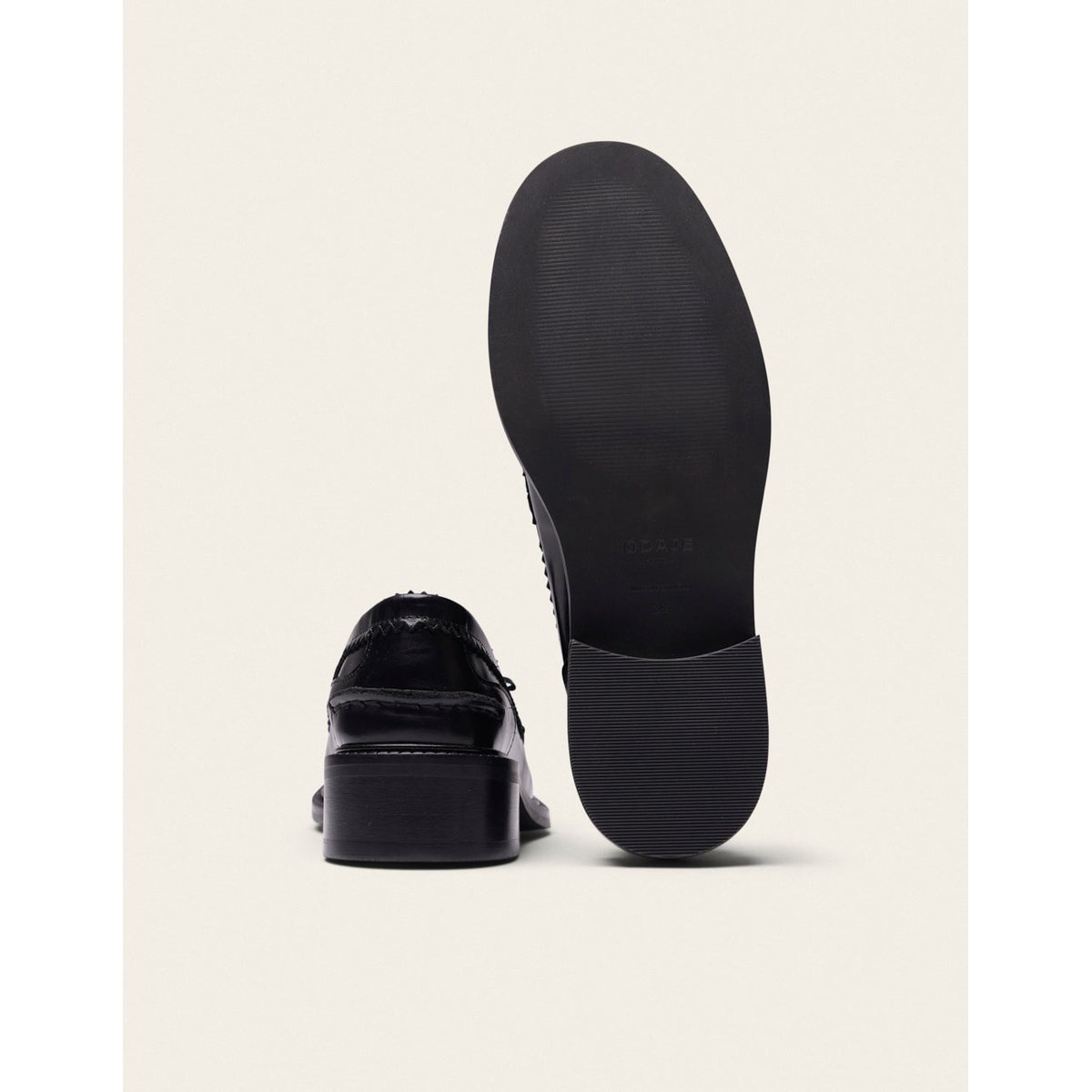 Mocassins TREA cuir box noir, ODAJE
