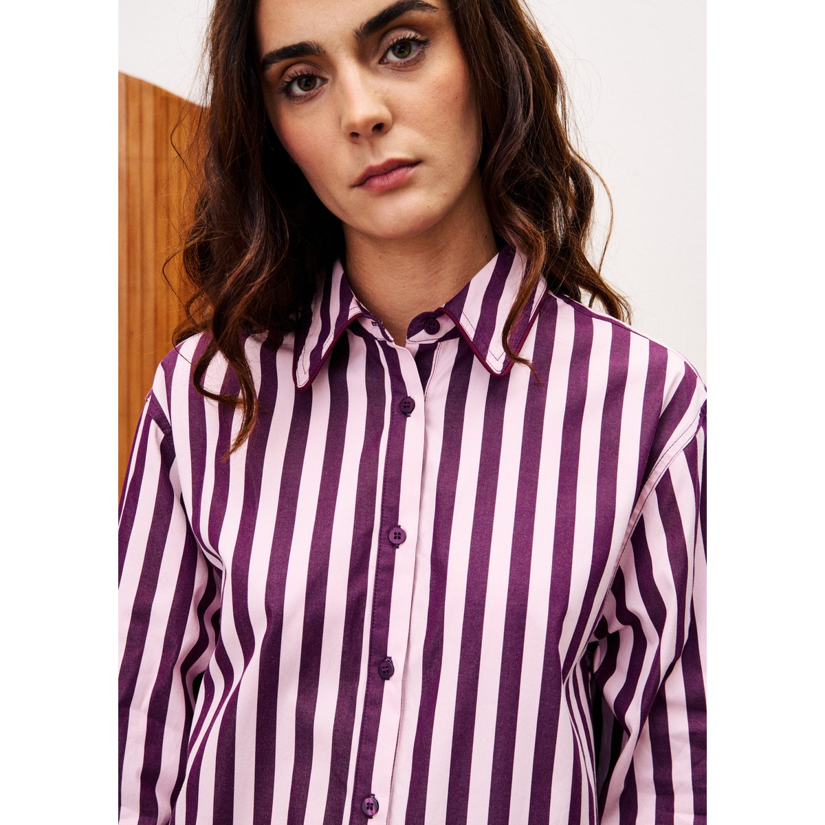 Chemise en coton COLETTE rose, FRNCH