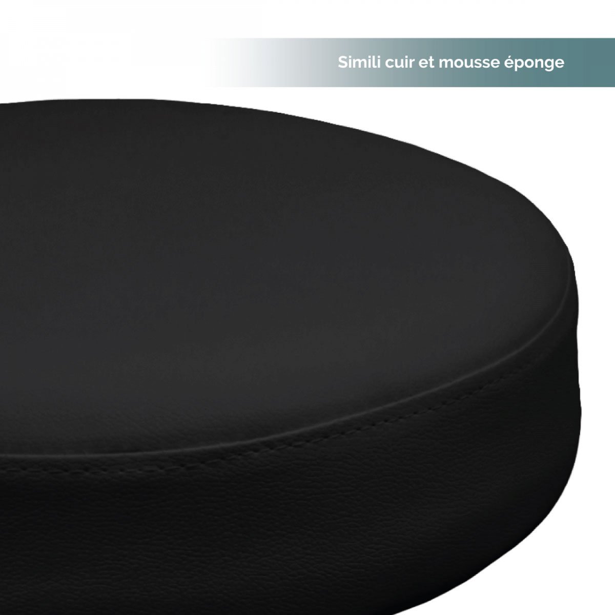 Tabouret rond à roulettes noir, VIVEZEN