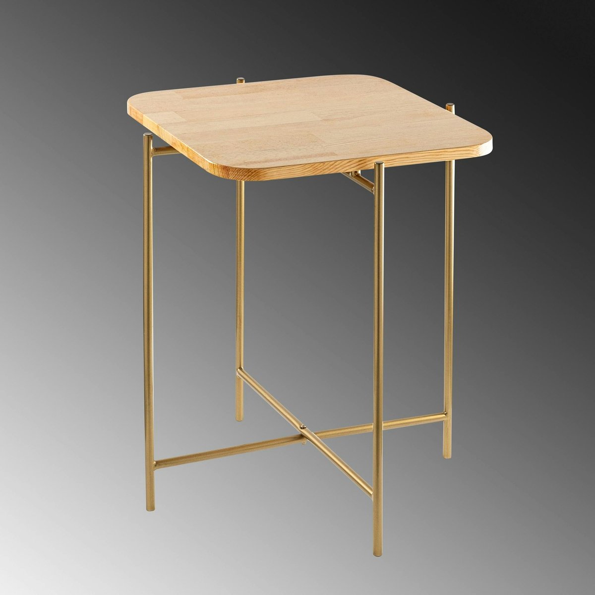 Bout de canapé carré bois et métal JENA doré, PIER IMPORT