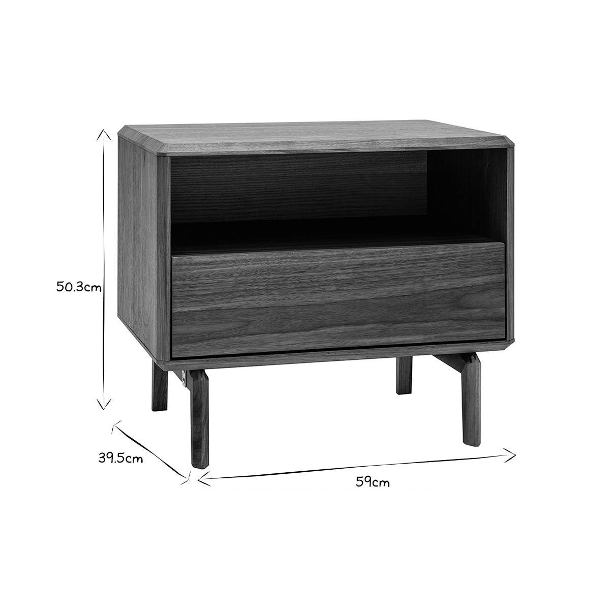 Table de chevet bois foncé noyer SUVA noyer, MILIBOO