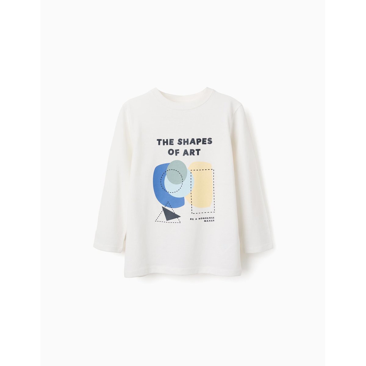 T-shirt en coton à manches longues avec imprimé Shapes blanc, ZIPPY