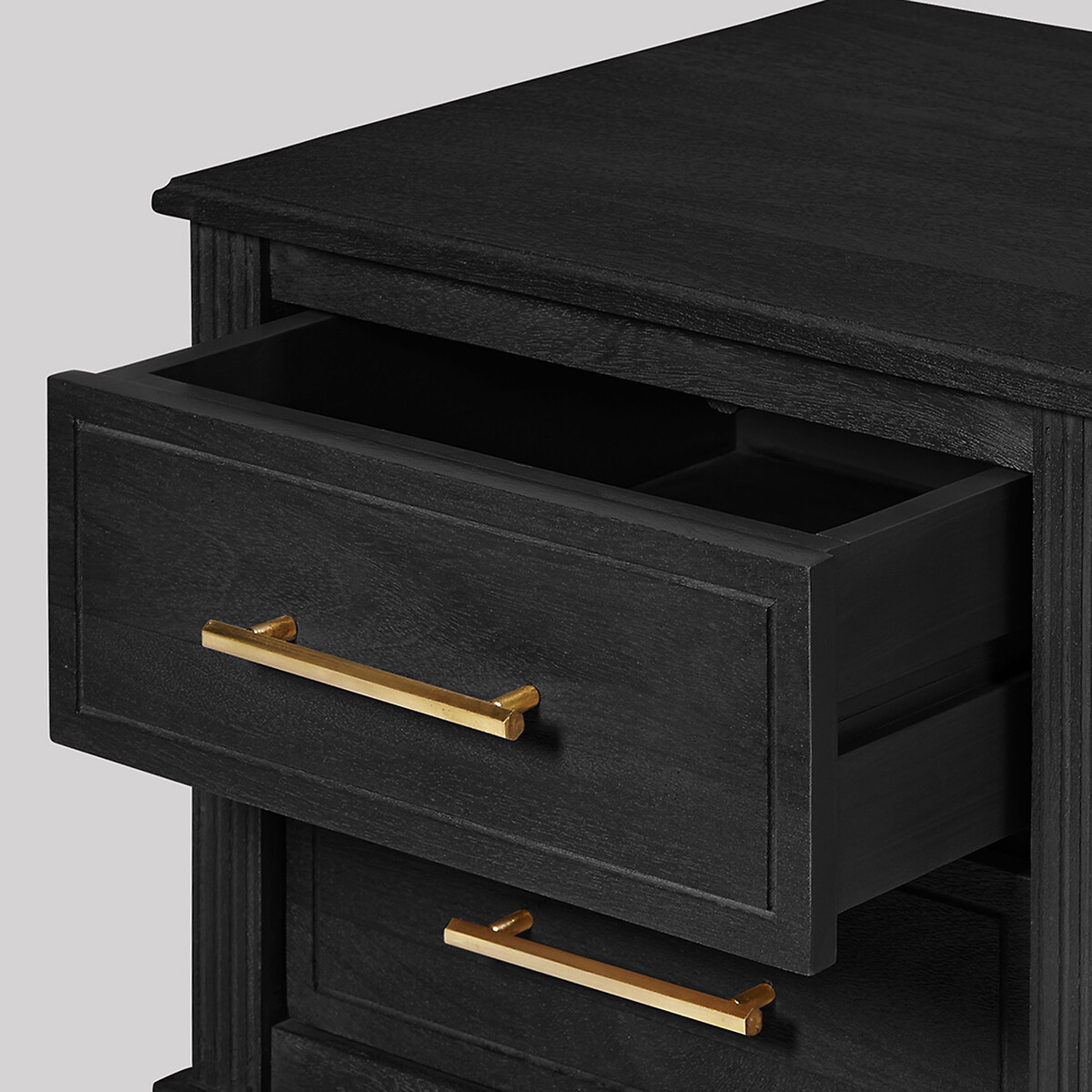 Claudine Mango Wood 2 Drawer Bedside Table black, SWOON