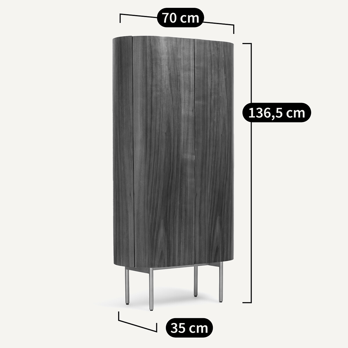 Armoire noyer, plaqué et cuir, Aslen noyer, AM.PM