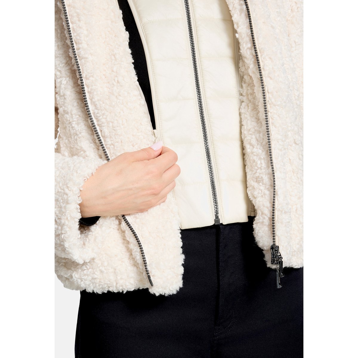 Veste en peluche avec partie veste sans manches amovible gris, AMBER & JUNE