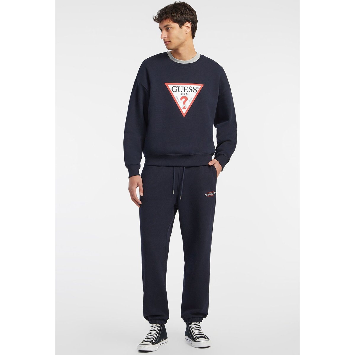 Oversized Sweat-Shirt Iconic bleu foncé, GUESS JEANS