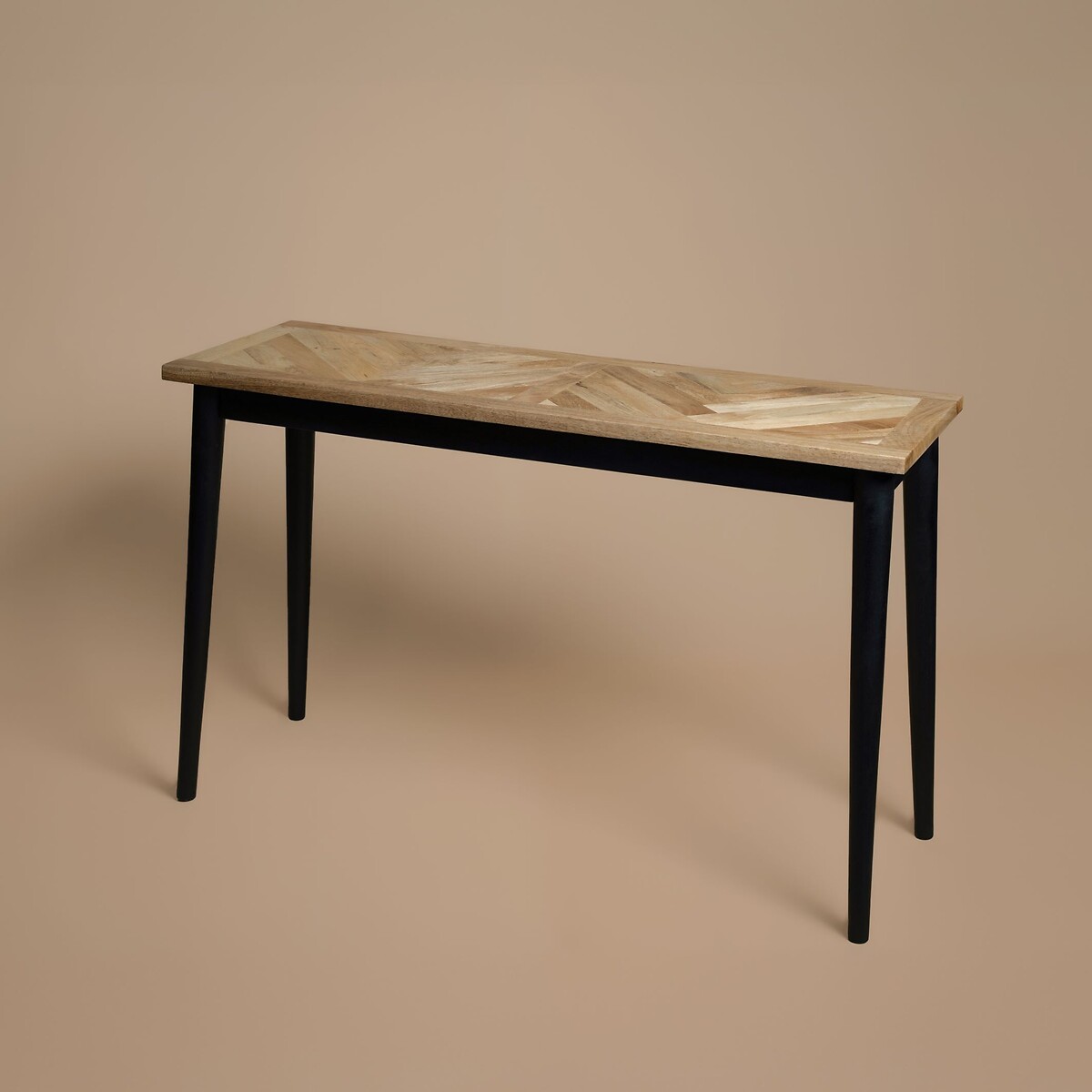 Beau Herringbone Parquet Mango Wood Console Table wood, ÉDITÉ