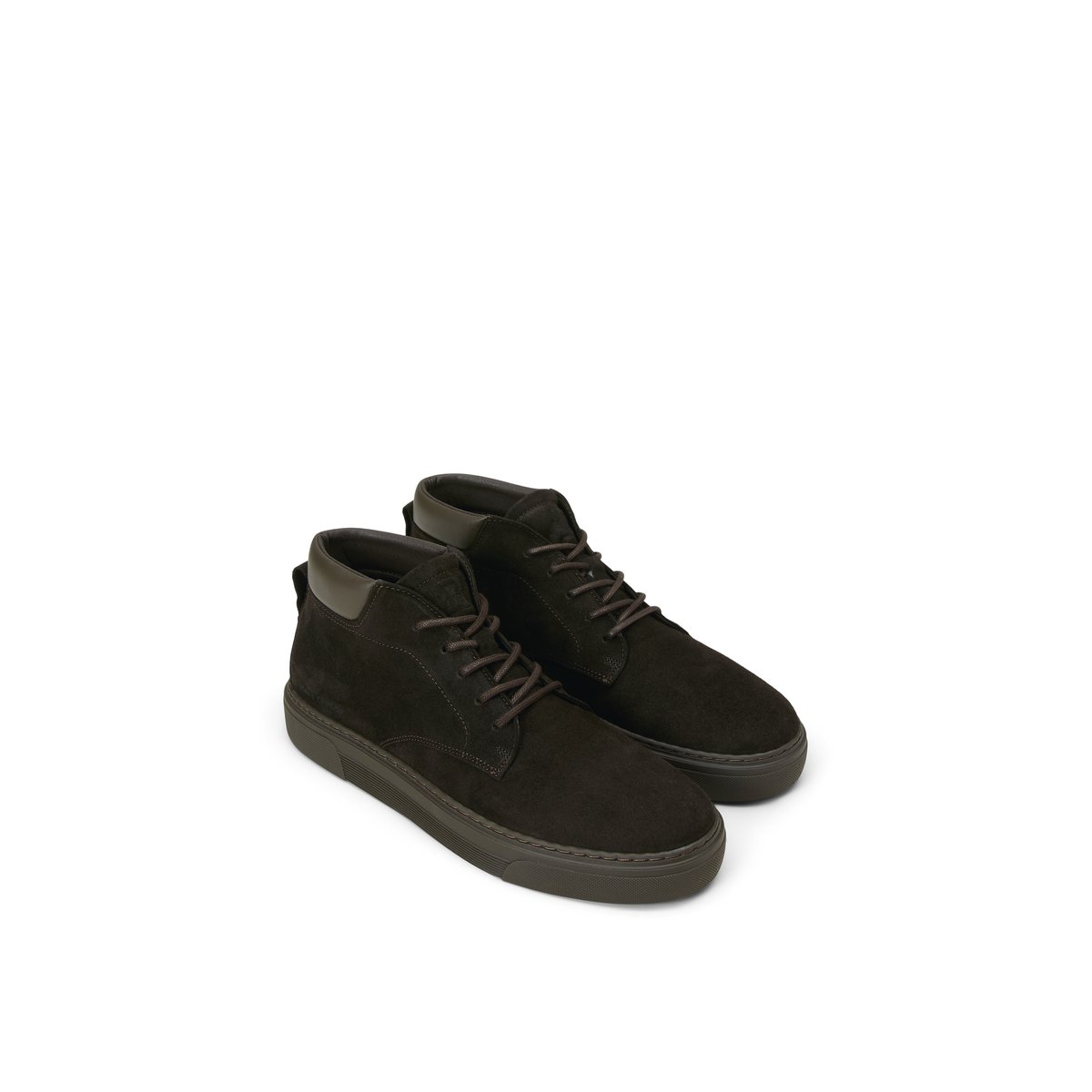Chaussures à lacets, modèle Malte en cuir de vachette velours souple marron foncé, MARC O'POLO