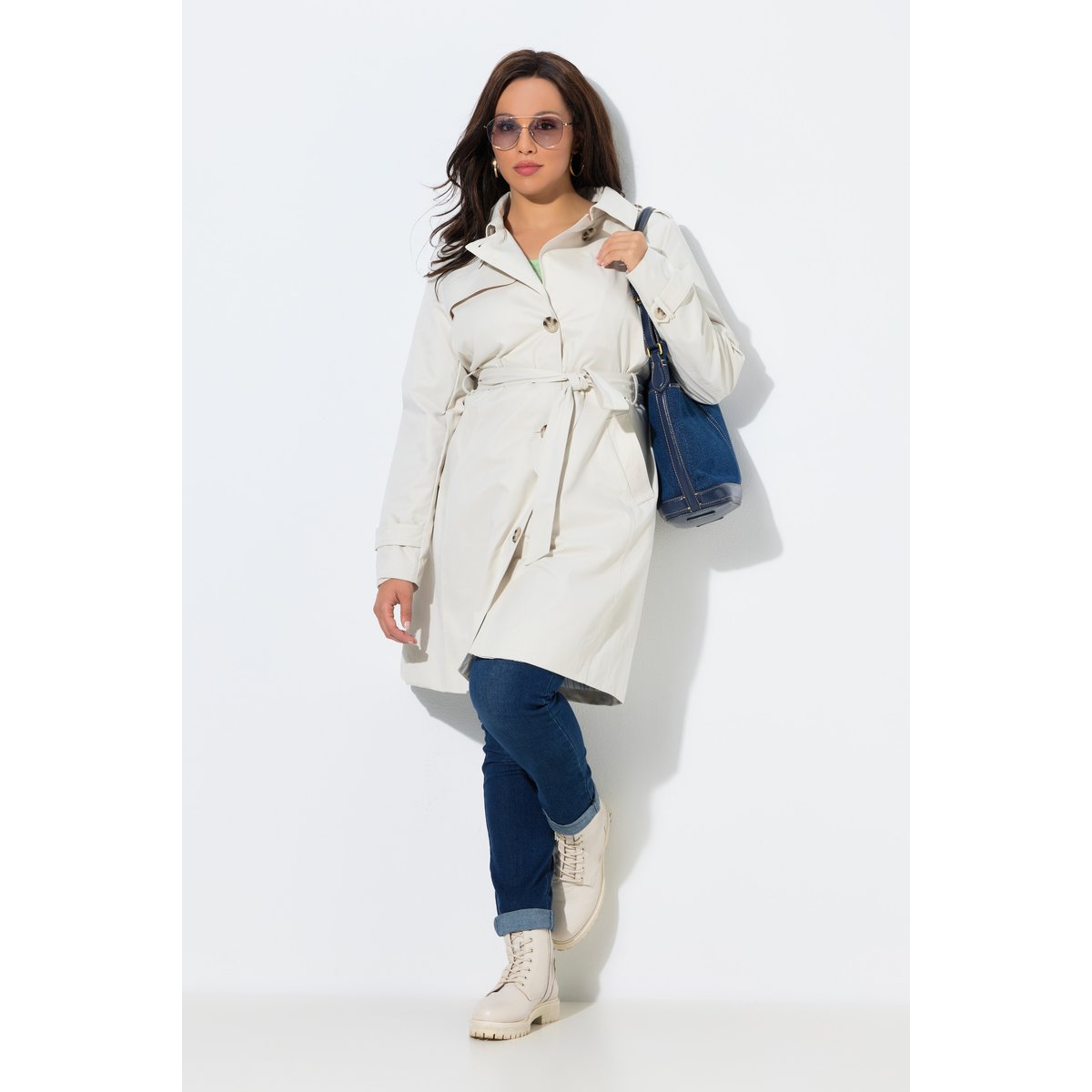 Trench-coat en tissu micropeach beige, ULLA POPKEN