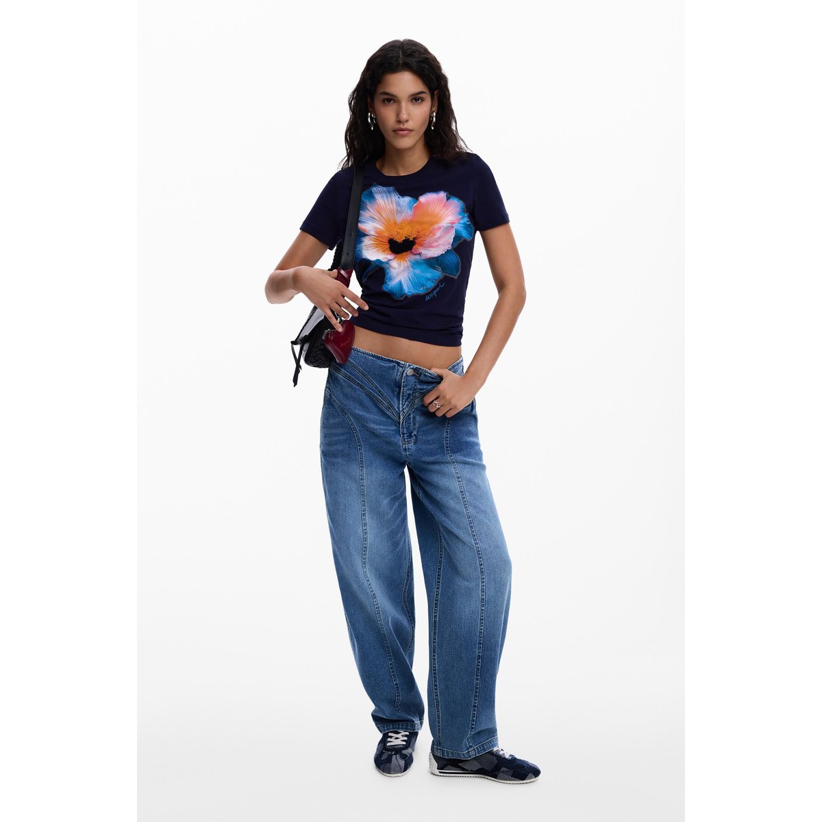 Pantalon en jean balloon coutures bleu clair, DESIGUAL