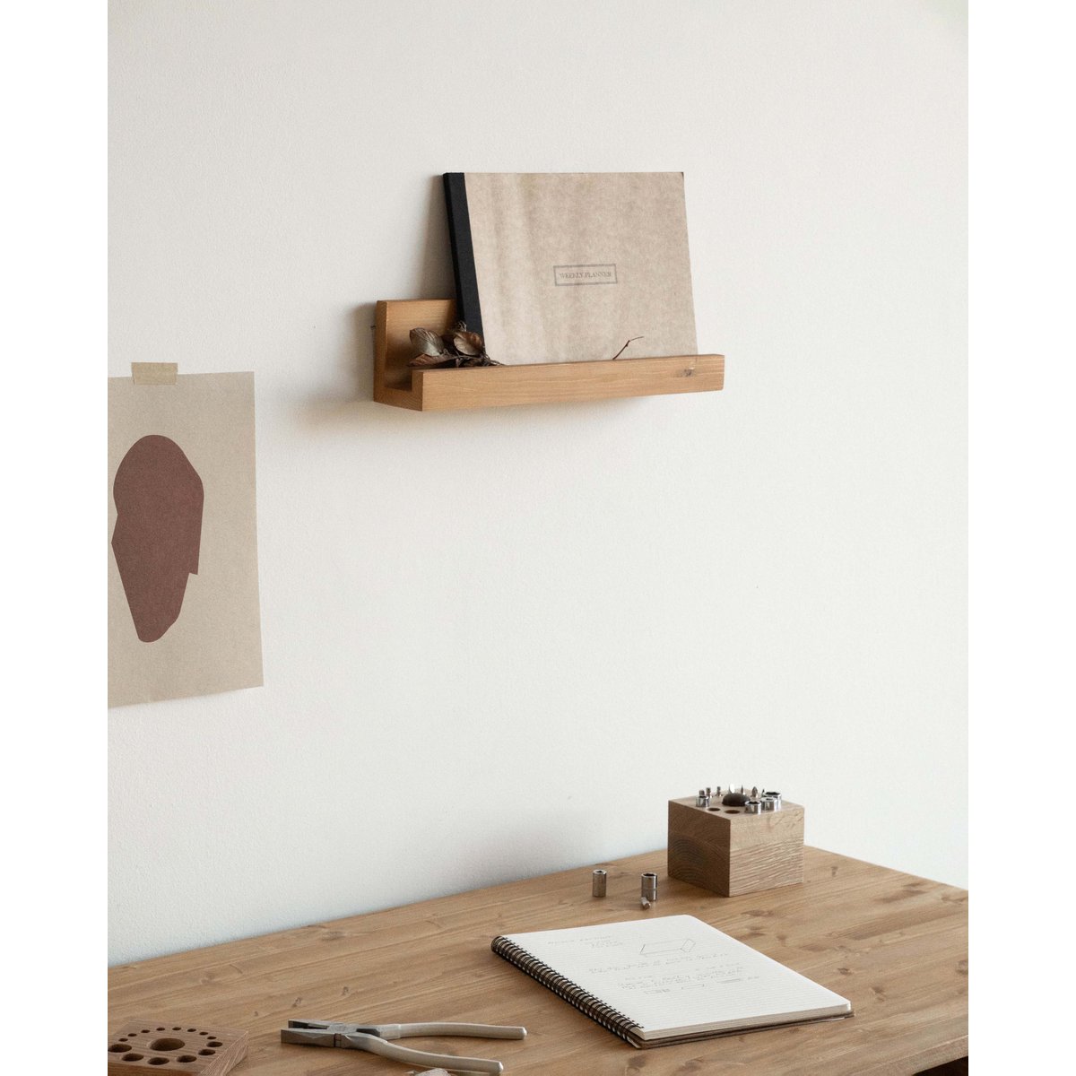 Étagère murale en bois naturel 100 cm - JAHA olivier, HANNUN