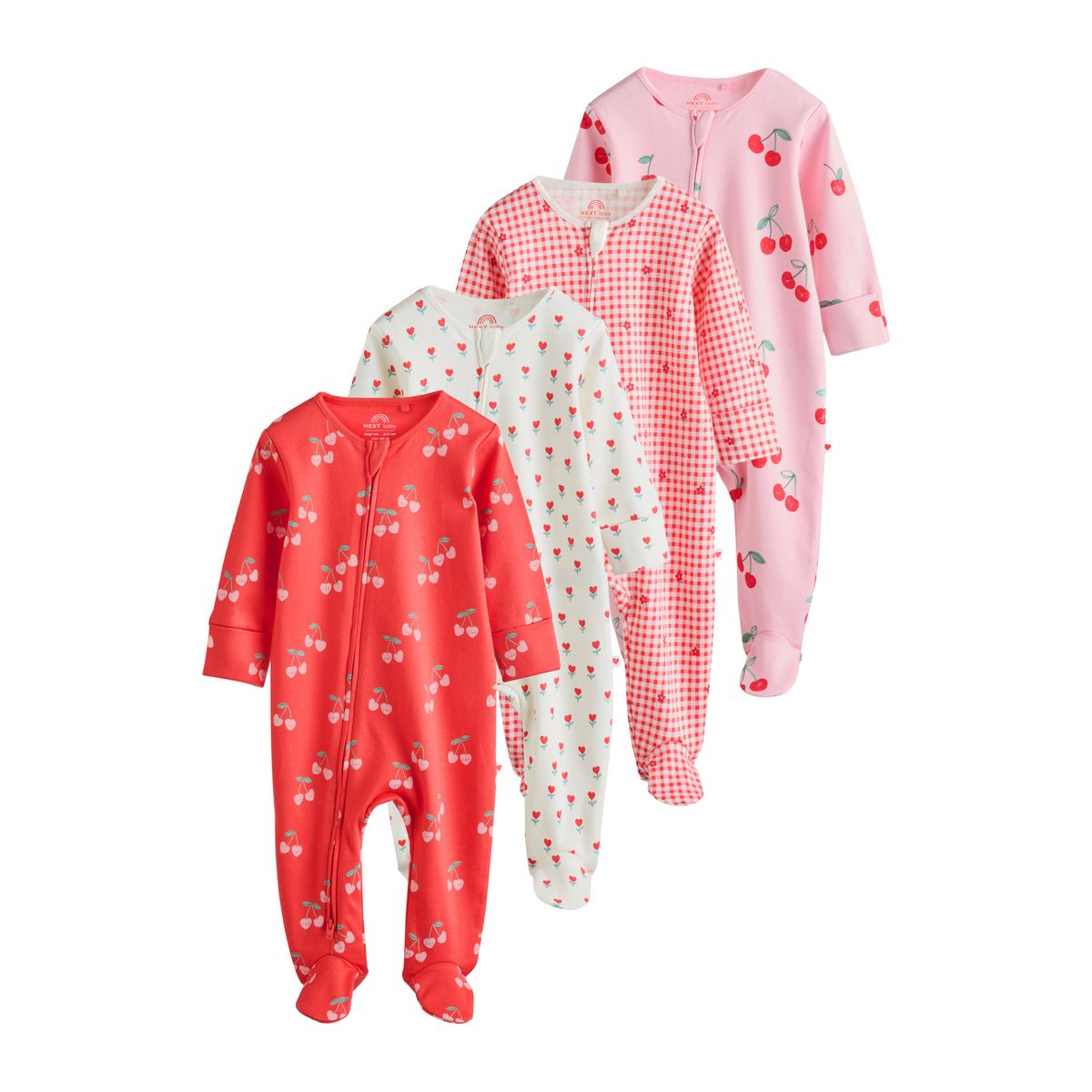 Dors-bien à zip double sens bébé, lot de 4 rouge/rose, NEXT