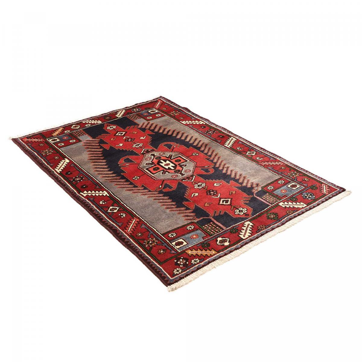 Tapis d'orient oriental, noué main en laine, HAMADAN 46 rouge, bleu, gris, UN AMOUR DE TAPIS