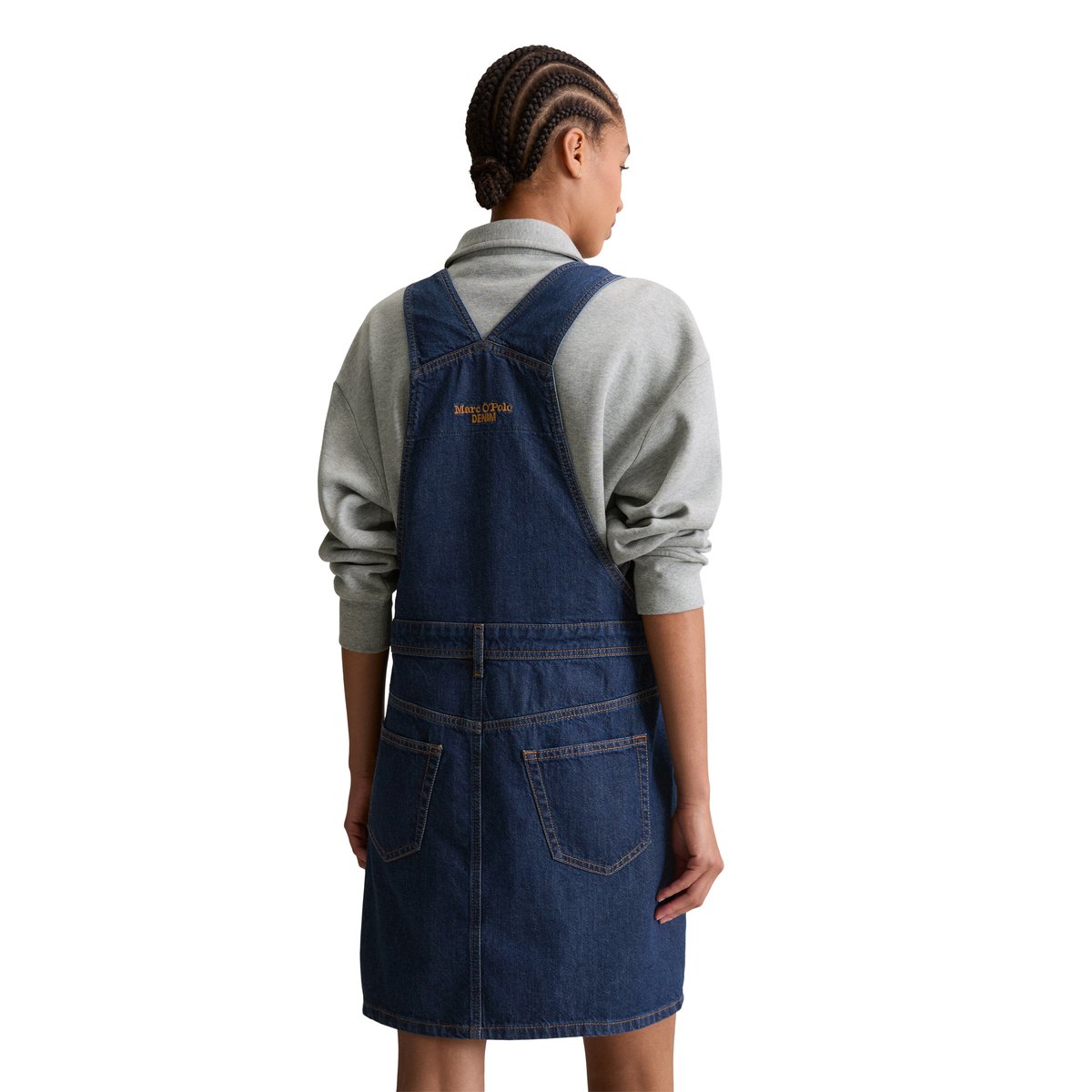 Robe courte à bavette loose en denim rigide bleu foncé, MARC O’POLO DENIM