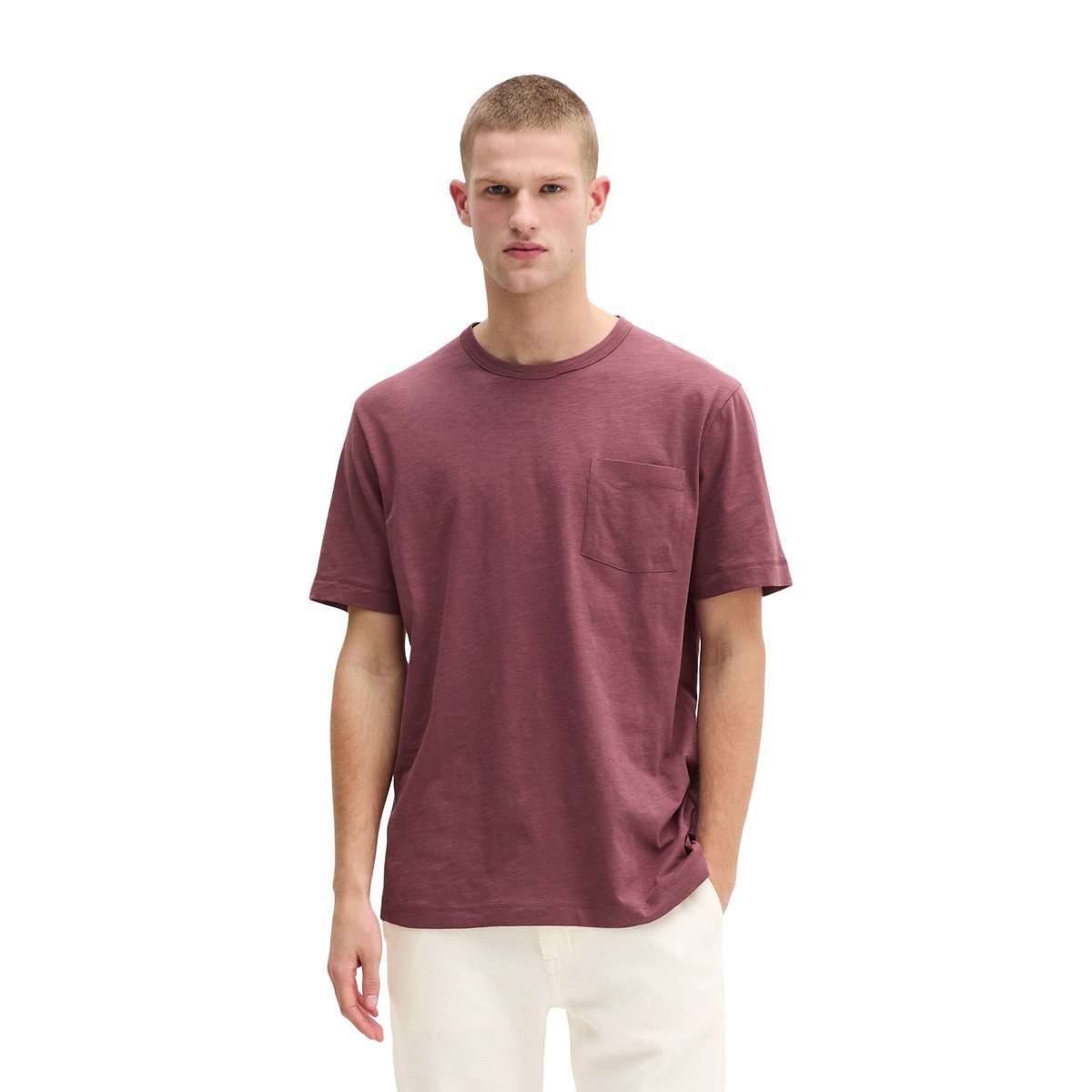 T-shirt DfC regular en jersey slub doux rouge foncé, MARC O'POLO