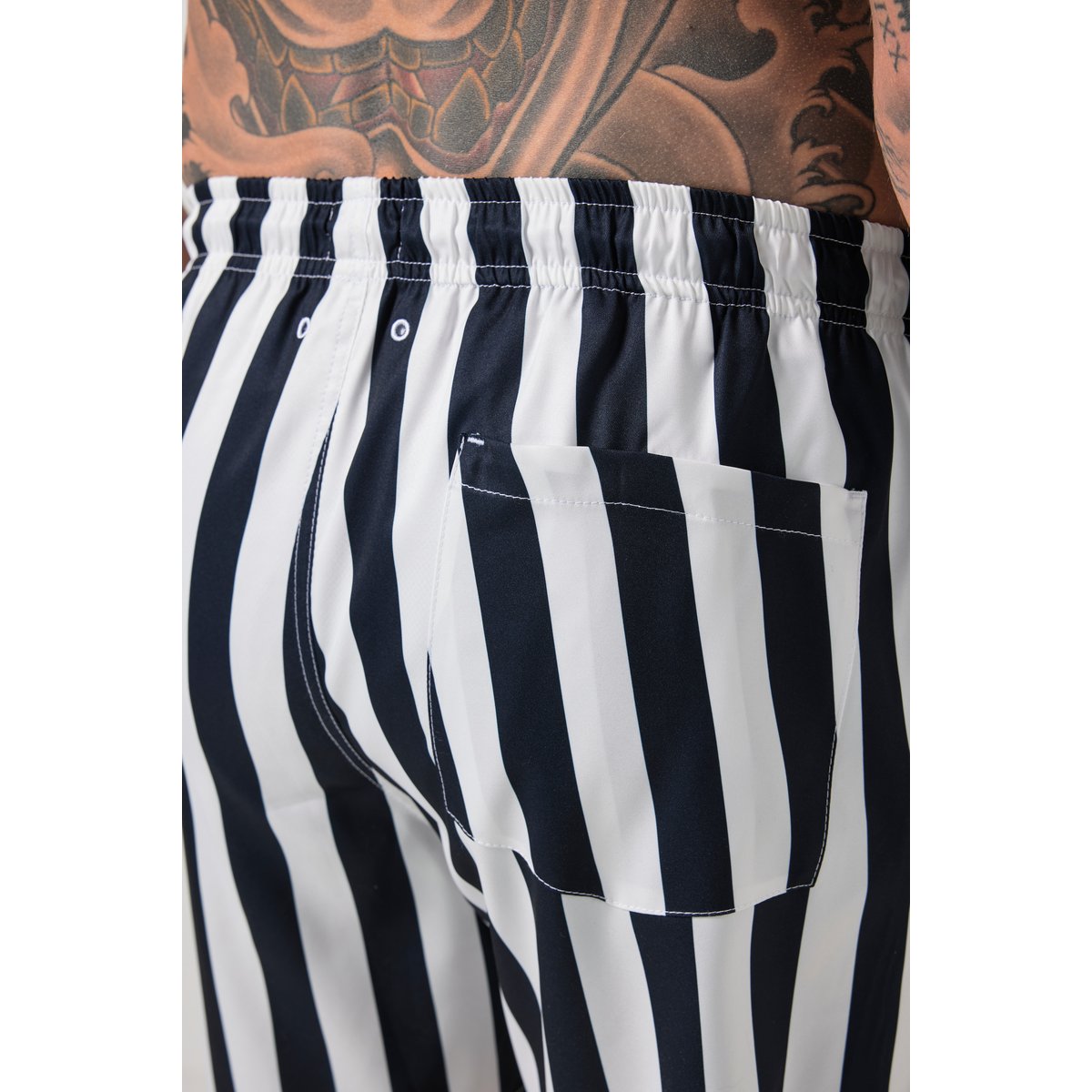 Short de bain à rayures finition FLEXNAMIC® bleu marine, JP1880