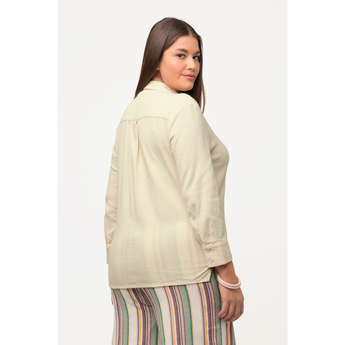 Chemisier en coton bio texturé. Col chemise pop corn, ULLA POPKEN