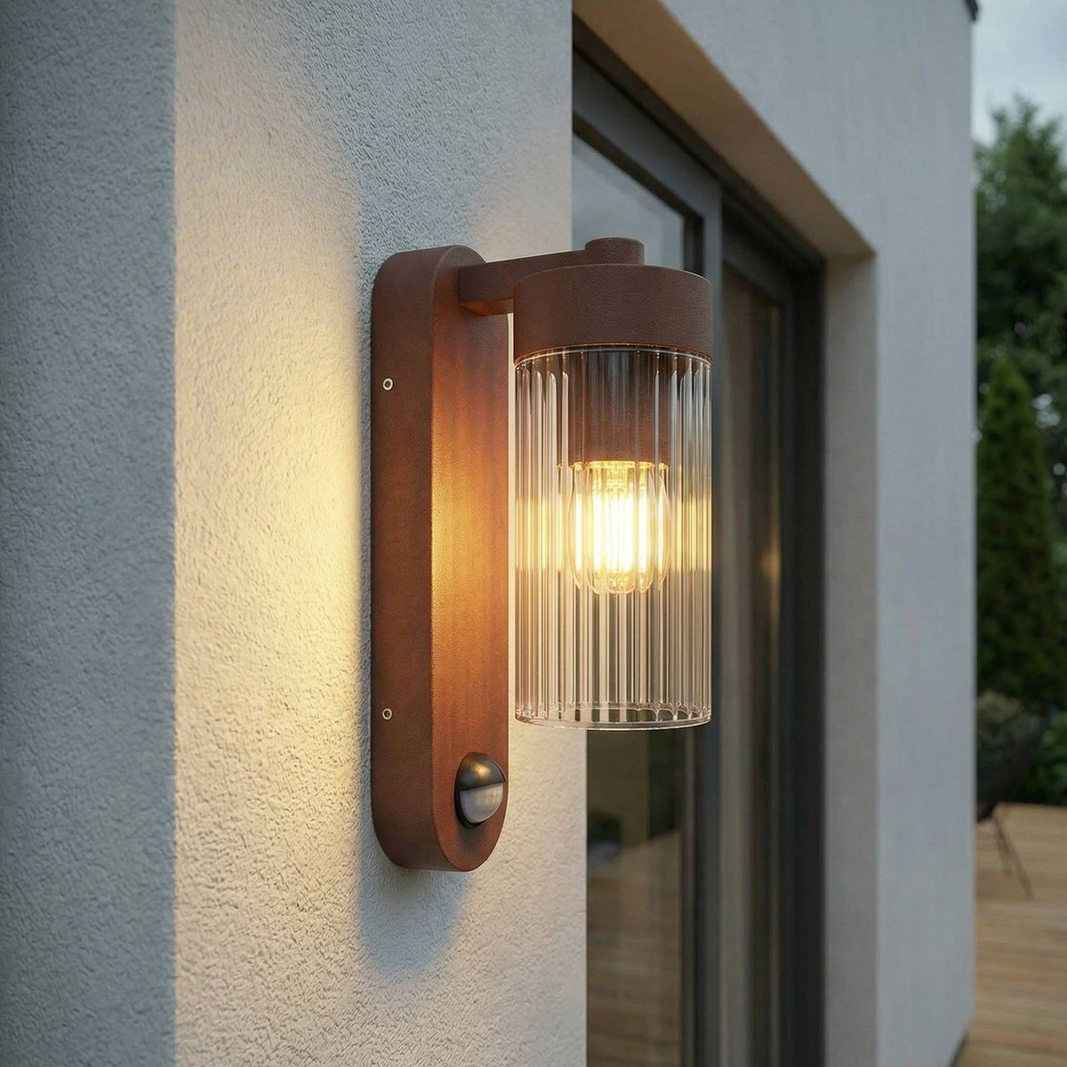 Applique extérieure en aluminium moderne couleur rouille, LINDBY
