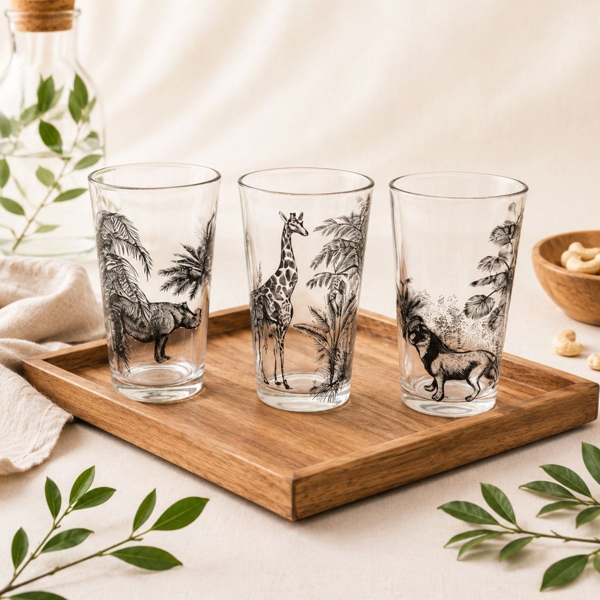 Lot de 6 verres, SAVANA noir, ARTIME