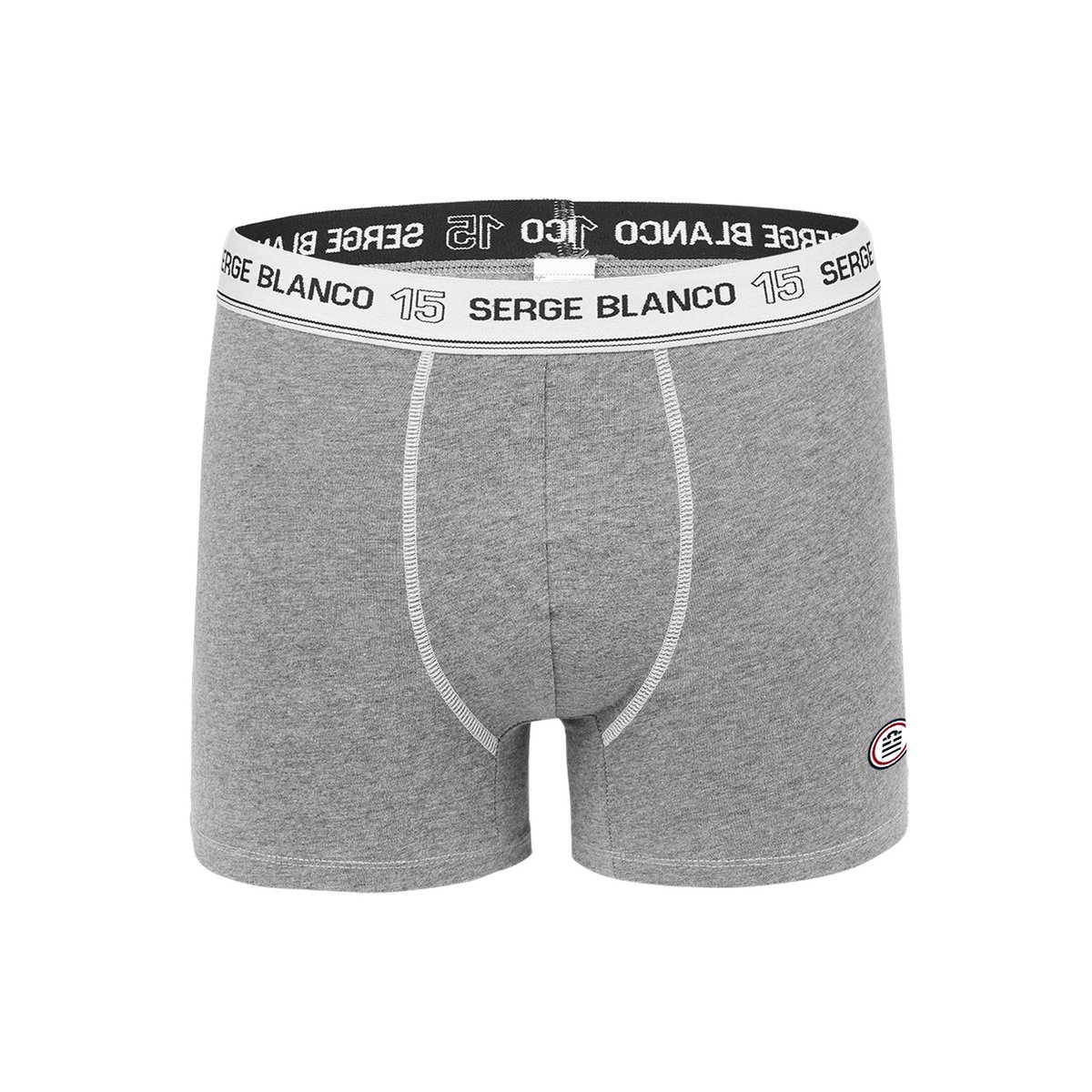 Lot De 2 Boxers Coton Uni gris/noir, SERGE BLANCO