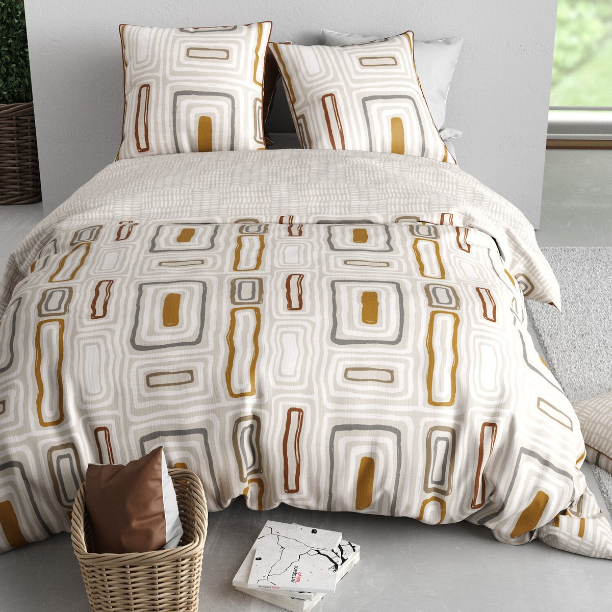 Parure housse de couette en coton imprimée, Paola rose, C DESIGN HOME TEXTILE