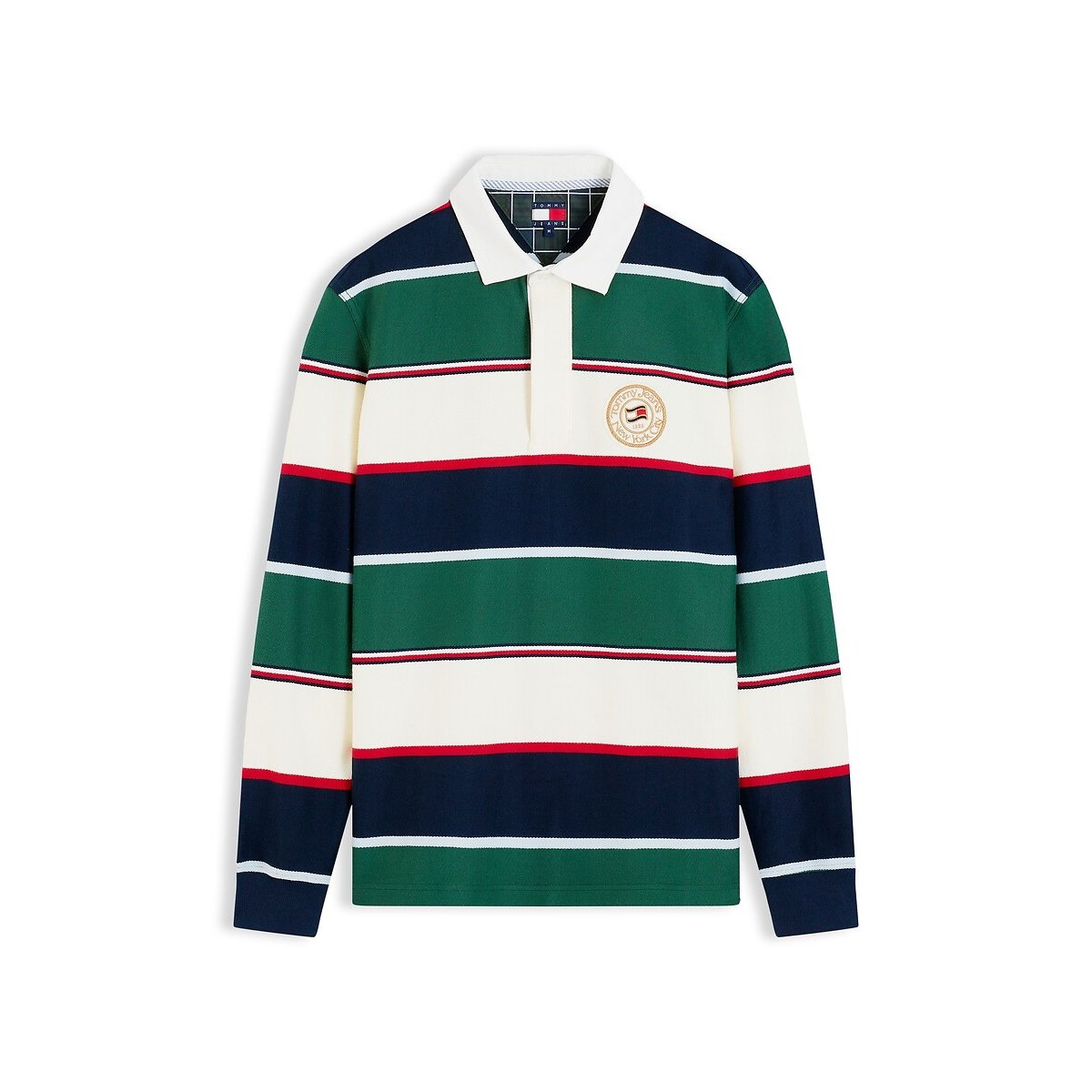 Polo manches longues, coupe relaxed rayé vert, TOMMY JEANS
