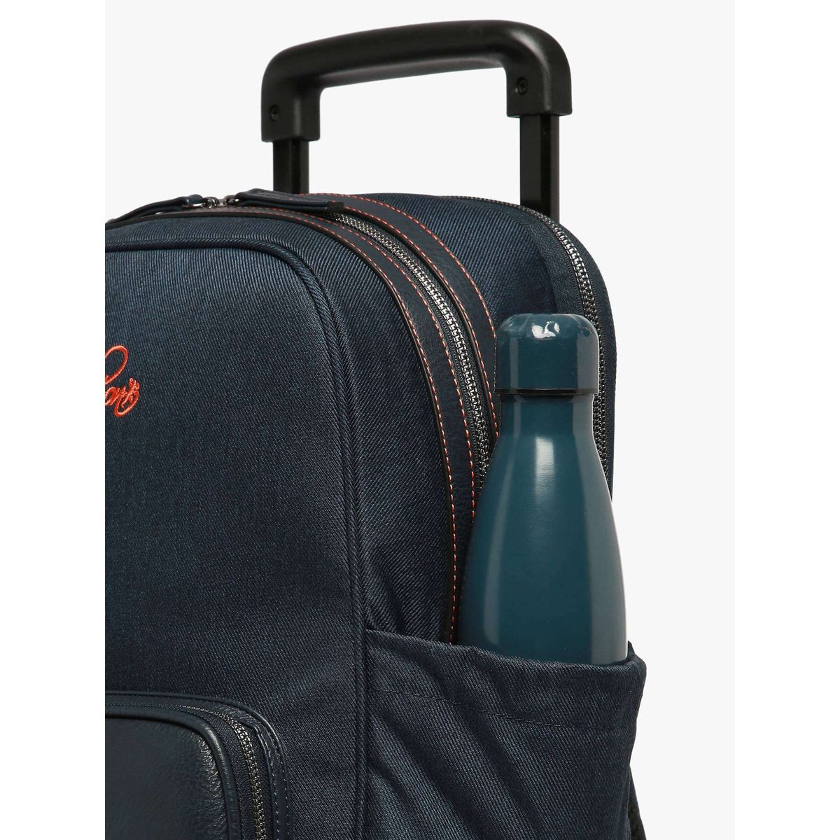 Sac a dos à roulettes 2 compartiments navy orange stitchin, CAMELEON